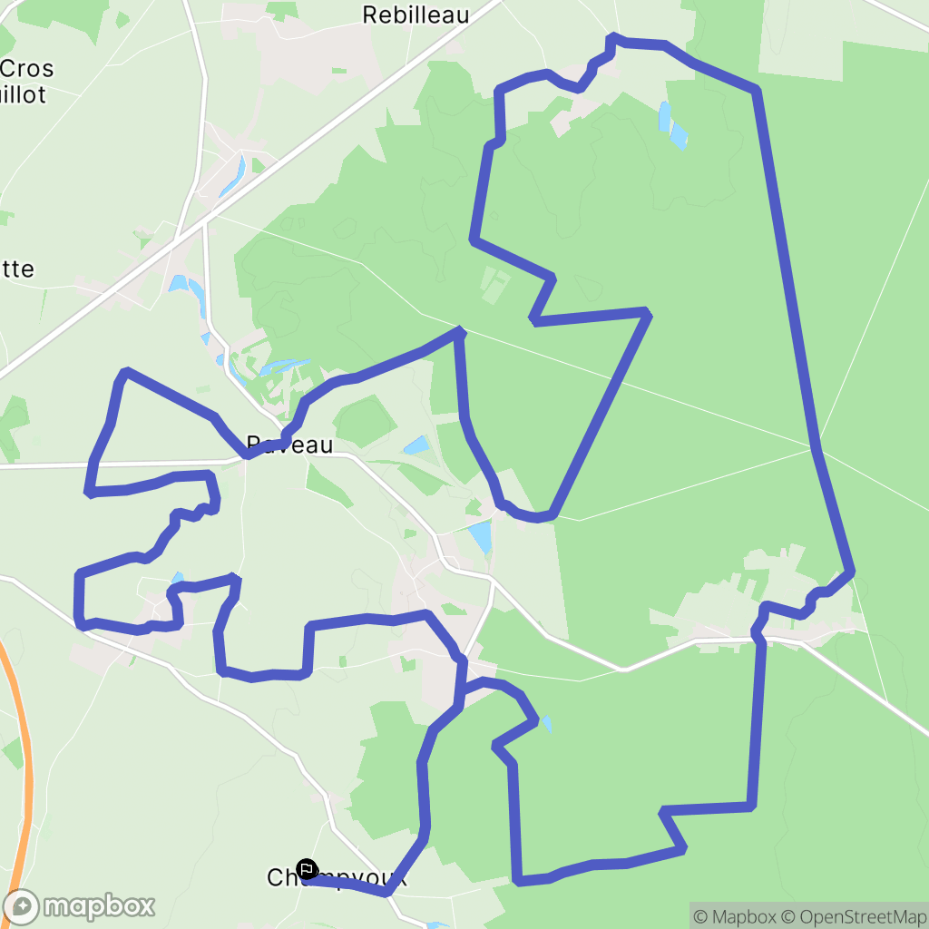 Champvoux : carte du parcours de randonnée - France