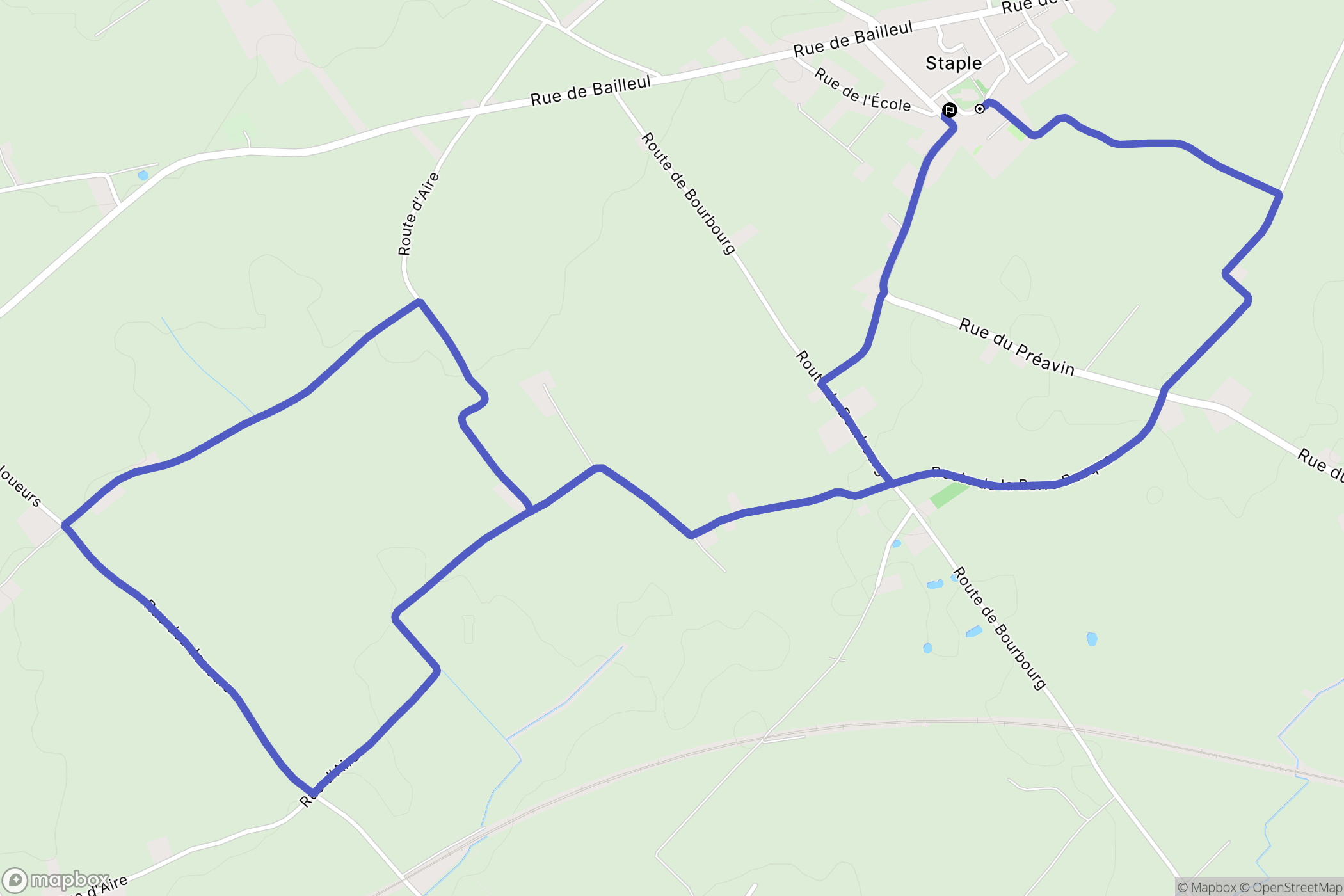 Staple : carte du parcours de randonnée - France