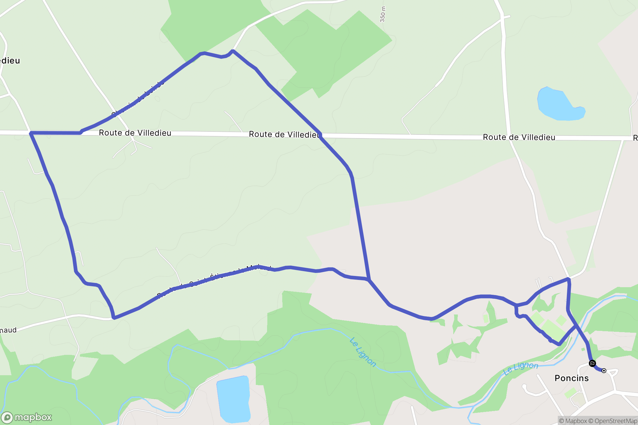Poncins : carte du parcours de randonnée - France