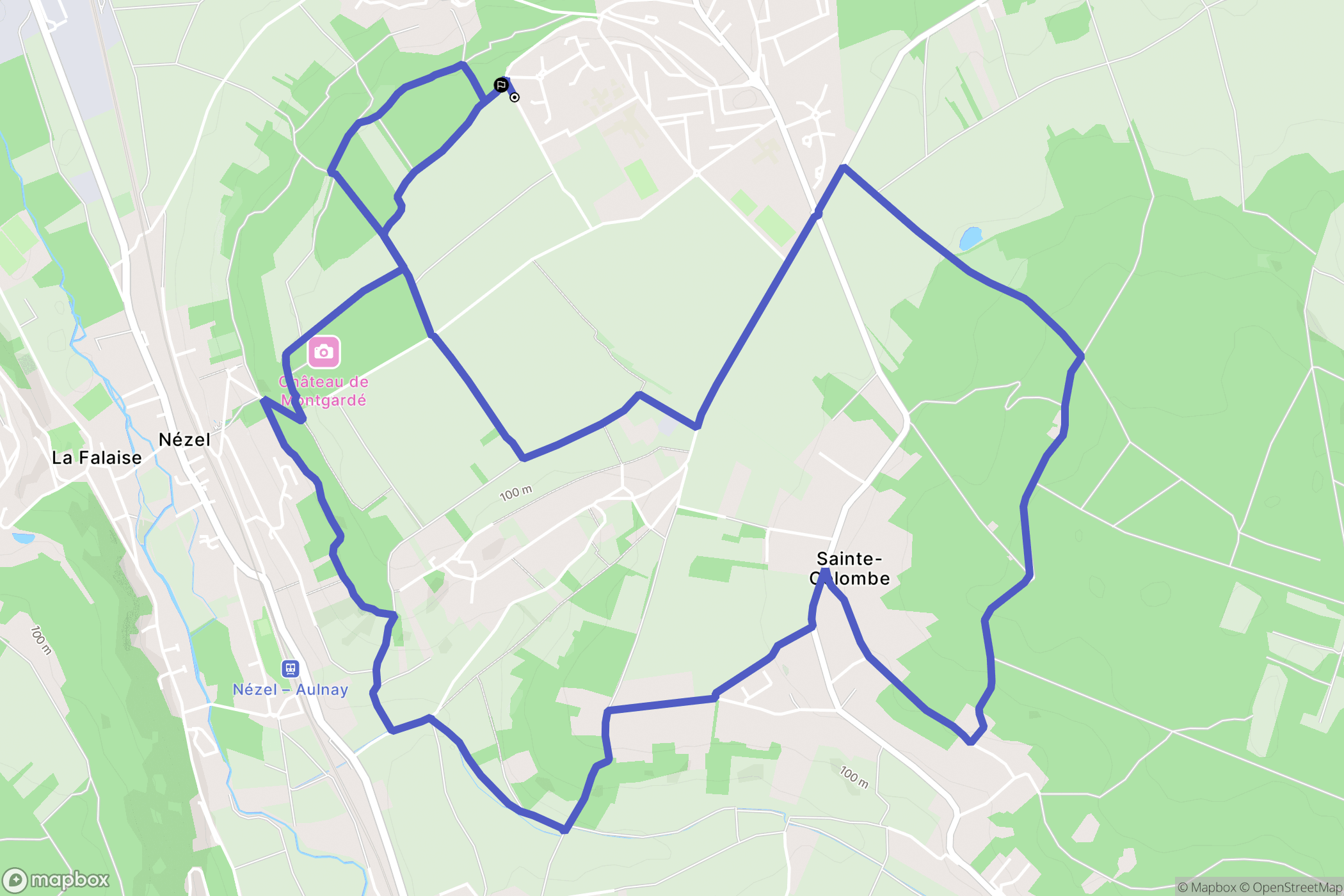 Aubergenville : carte du parcours de randonnée - France