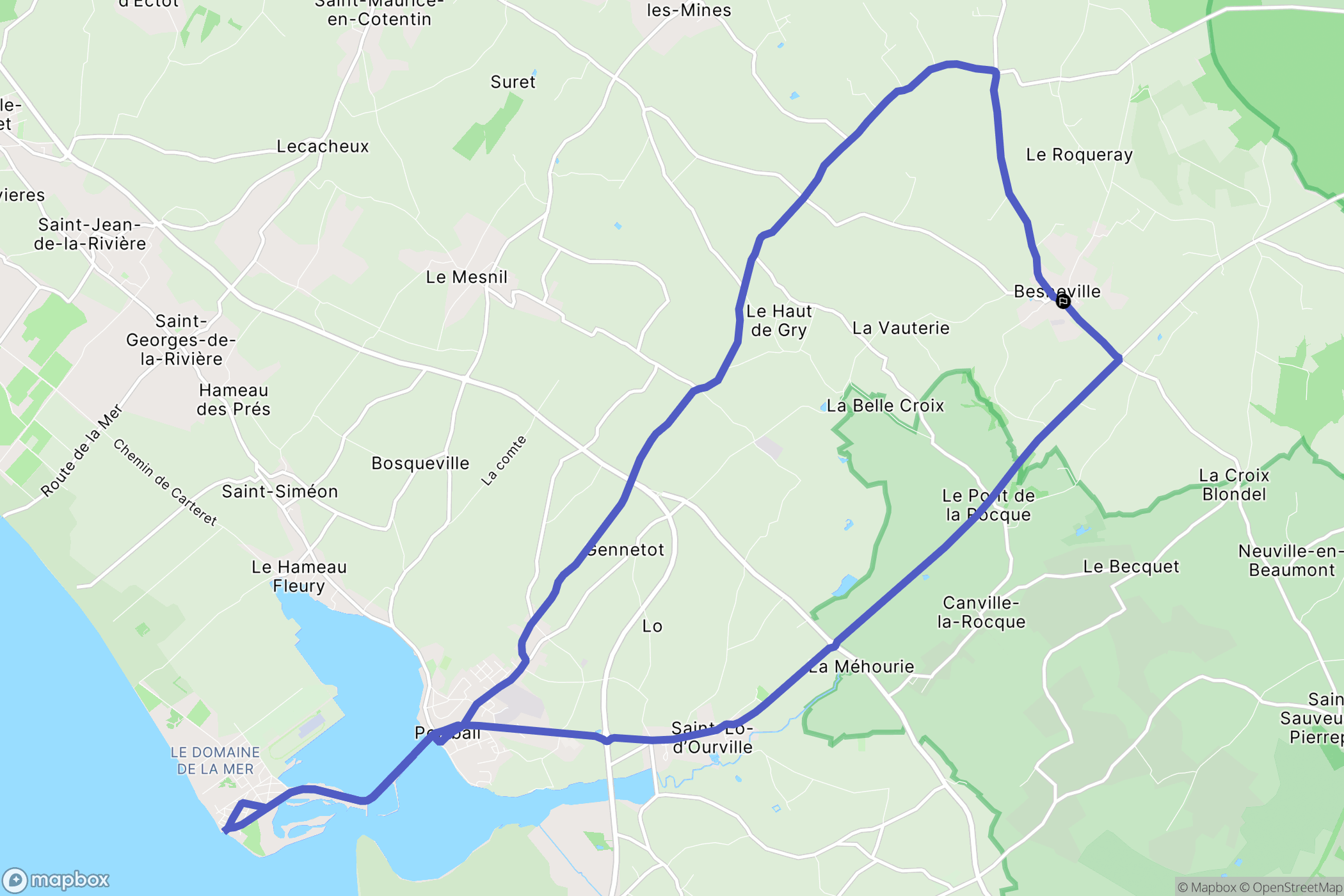 Besneville : carte du parcours de randonnée - France