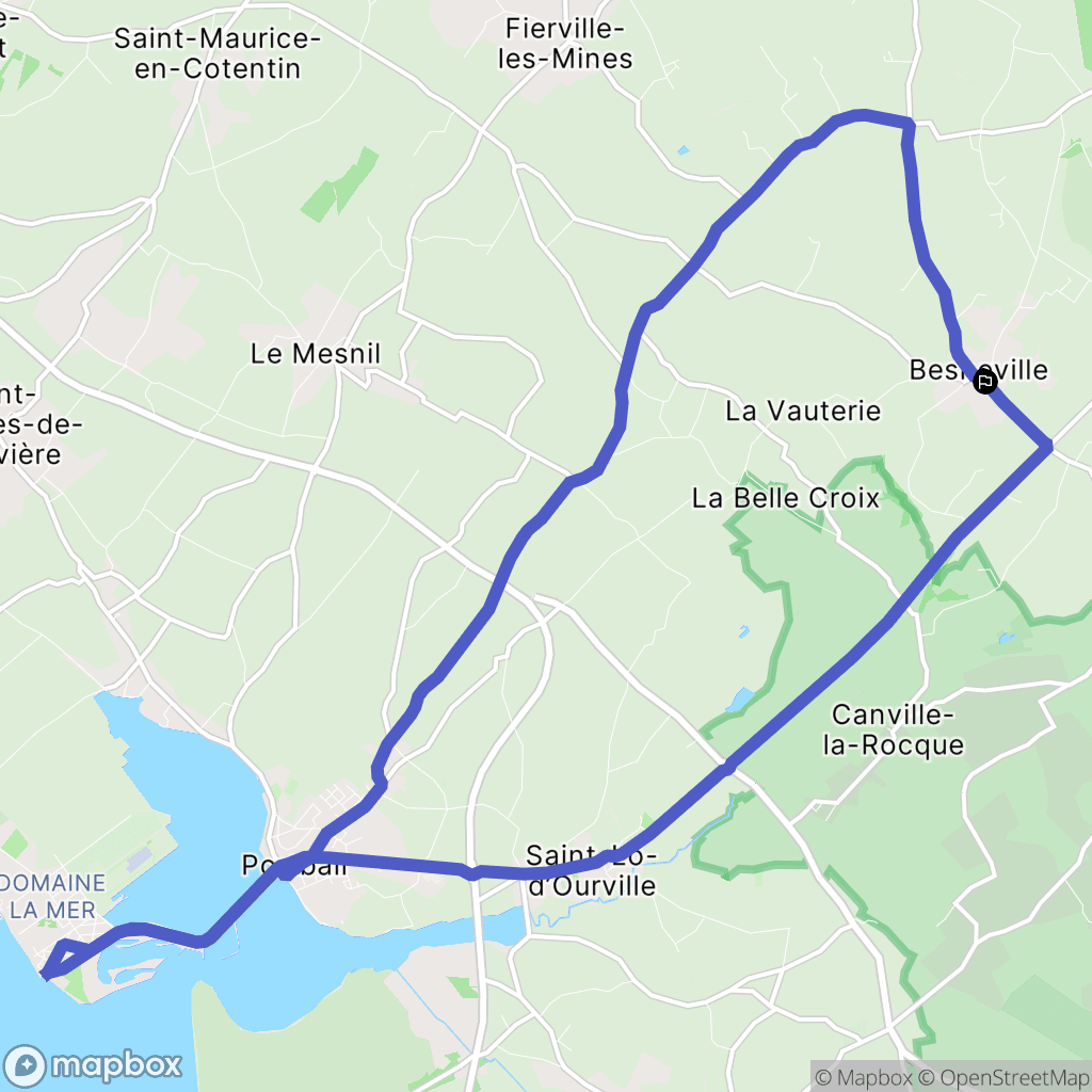 Besneville : carte du parcours de randonnée - France