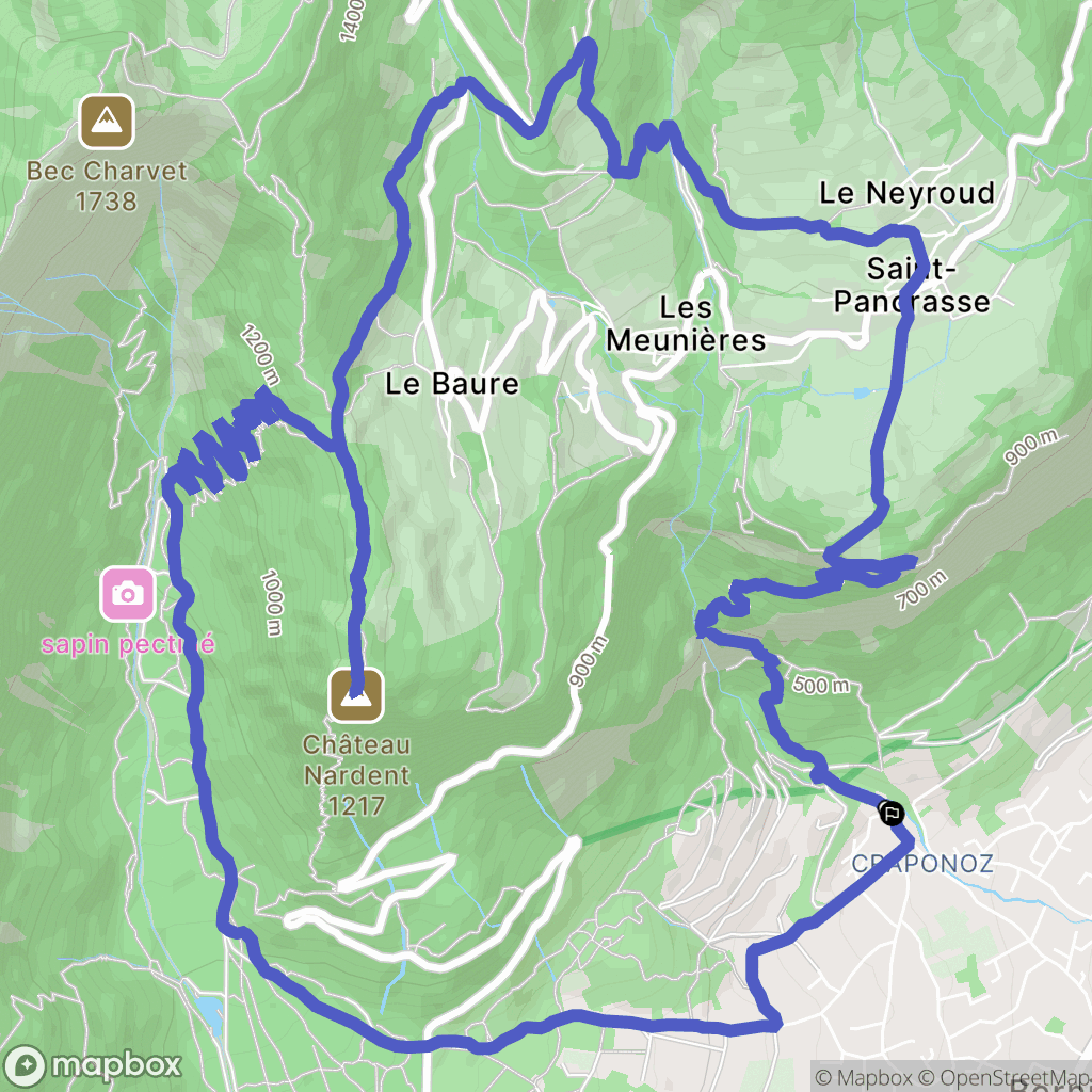 Bernin : carte du parcours de randonnée - France