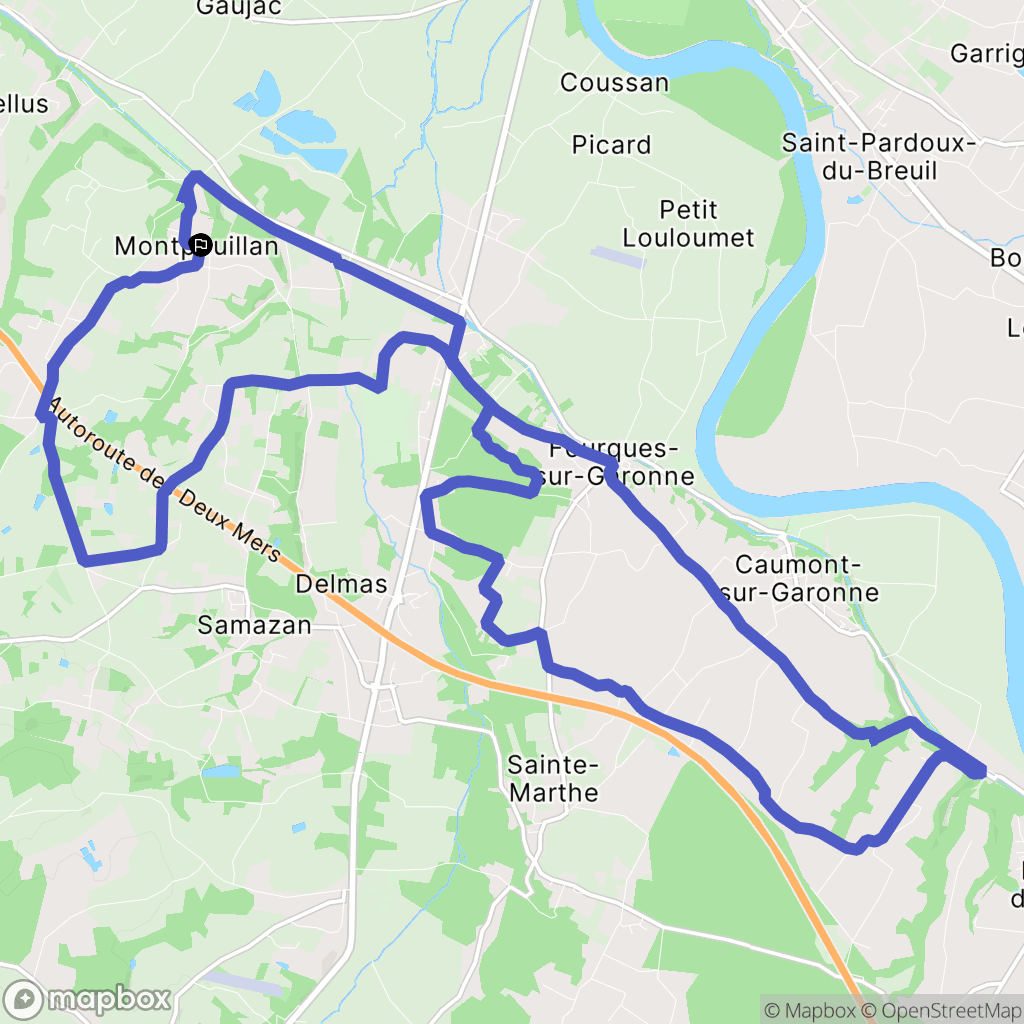 Montpouillan : carte du parcours de randonnée - France
