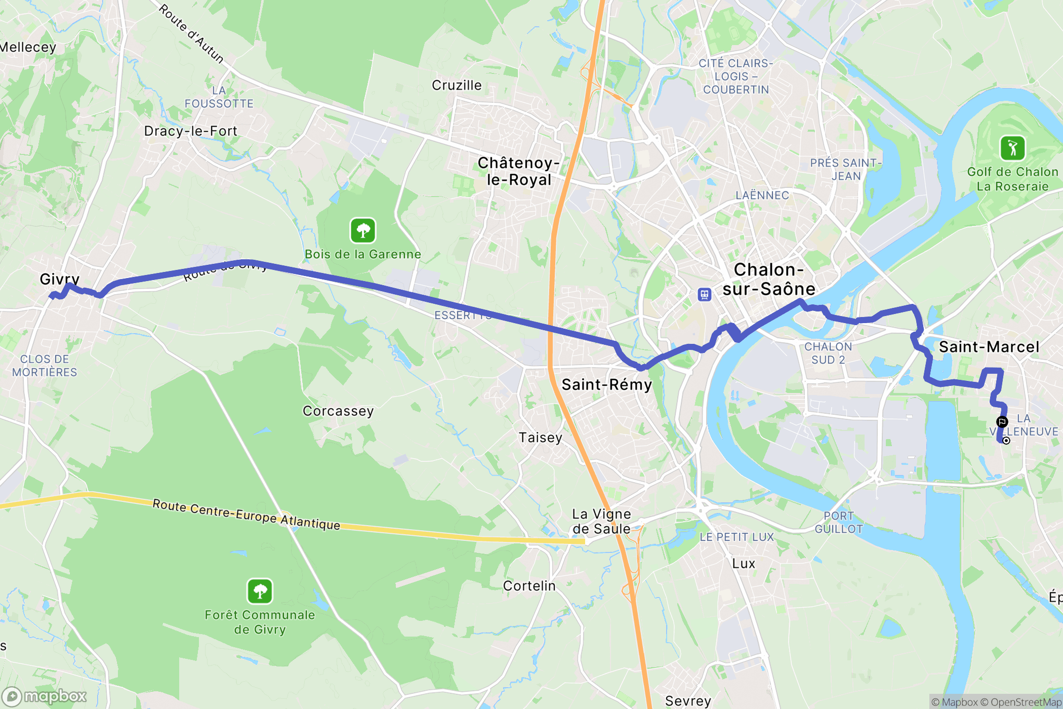 Saint-Marcel : carte du parcours de randonnée - France