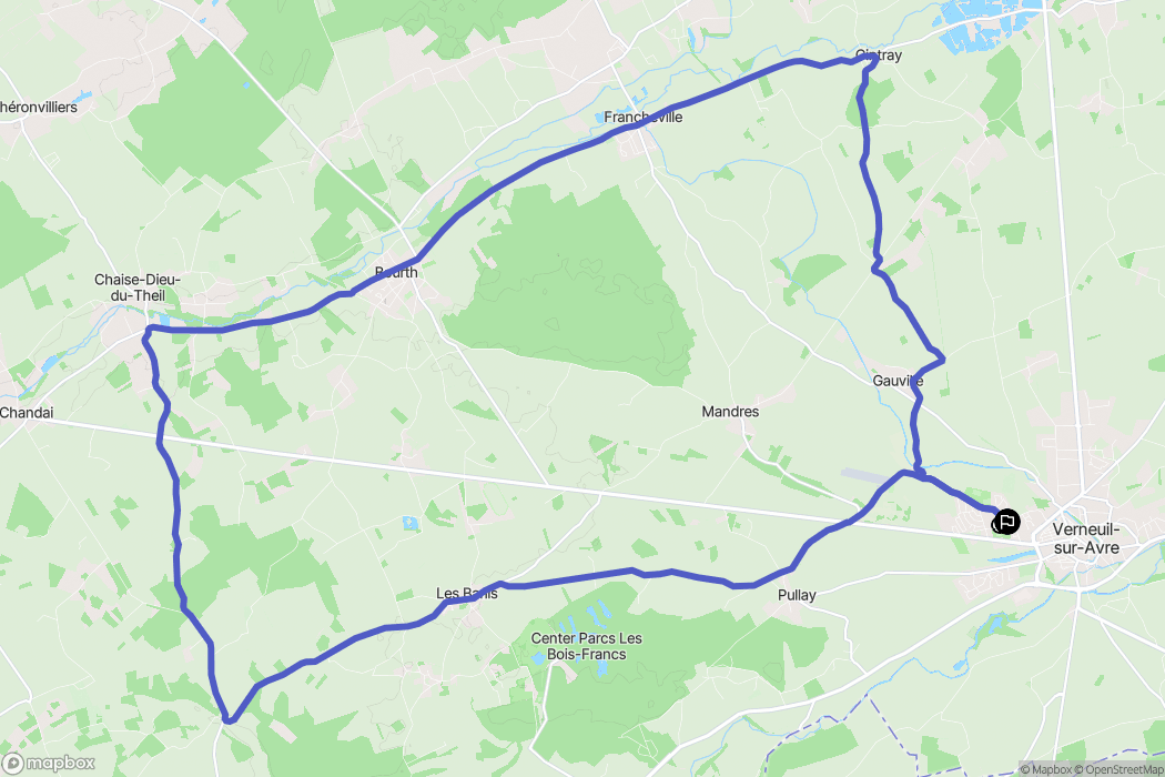 Verneuil d'Avre et d'Iton : carte du parcours de randonnée - France