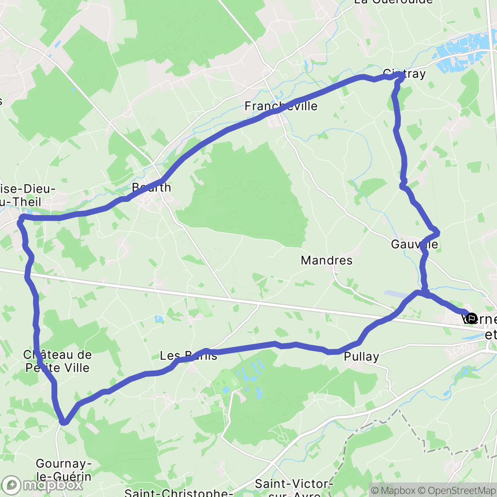 Verneuil d'Avre et d'Iton : carte du parcours de randonnée - France