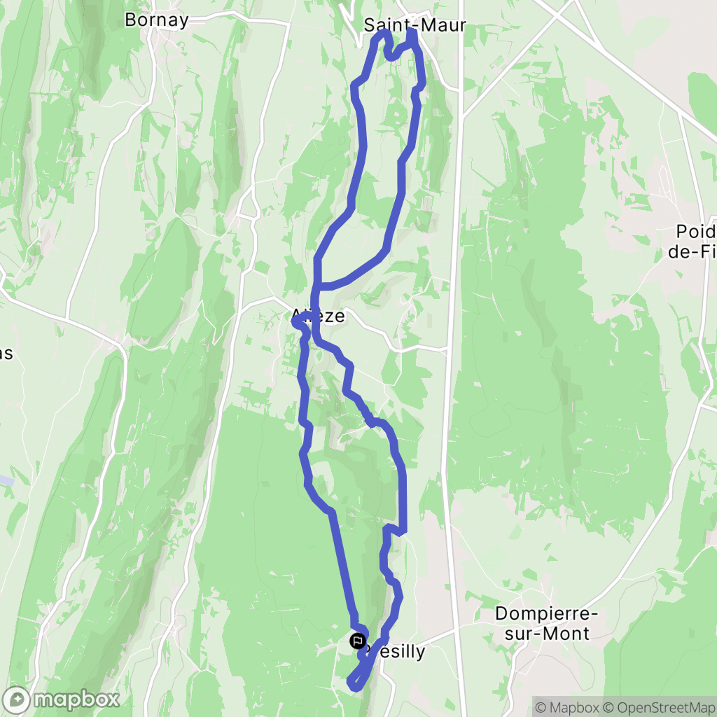 Présilly : carte du parcours de randonnée - France