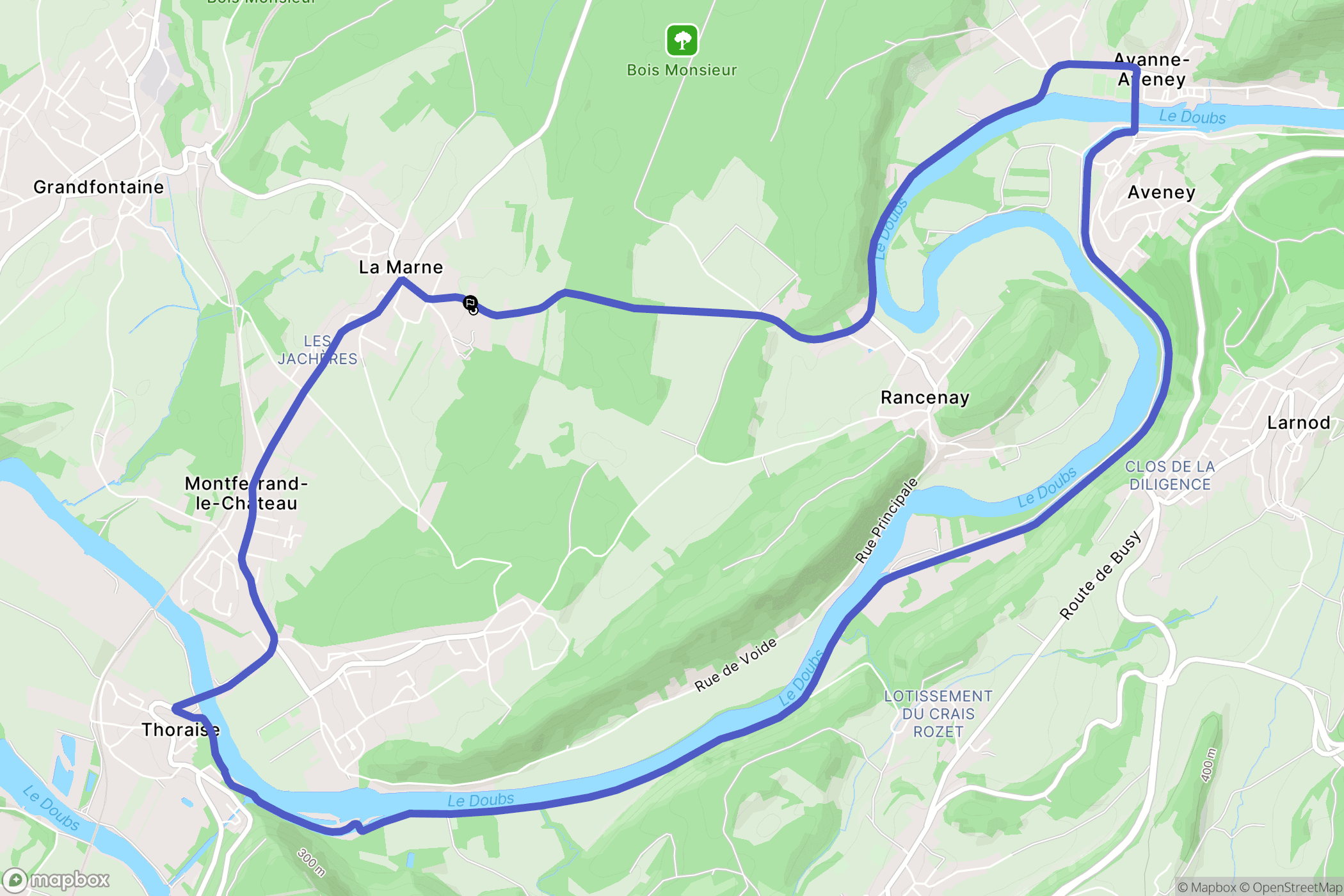 Montferrand-le-Château : carte du parcours de randonnée - France