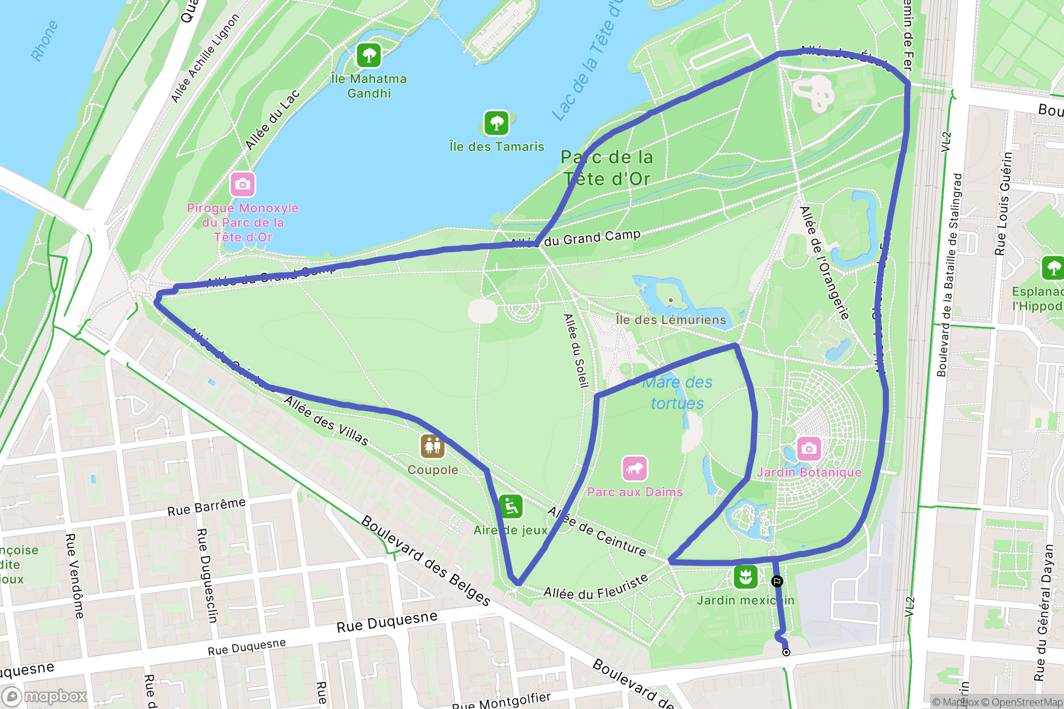 Lyon : carte du parcours de randonnée - France