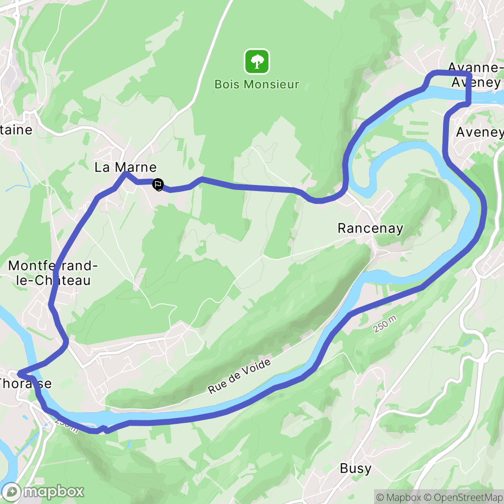 Montferrand-le-Château : carte du parcours de randonnée - France