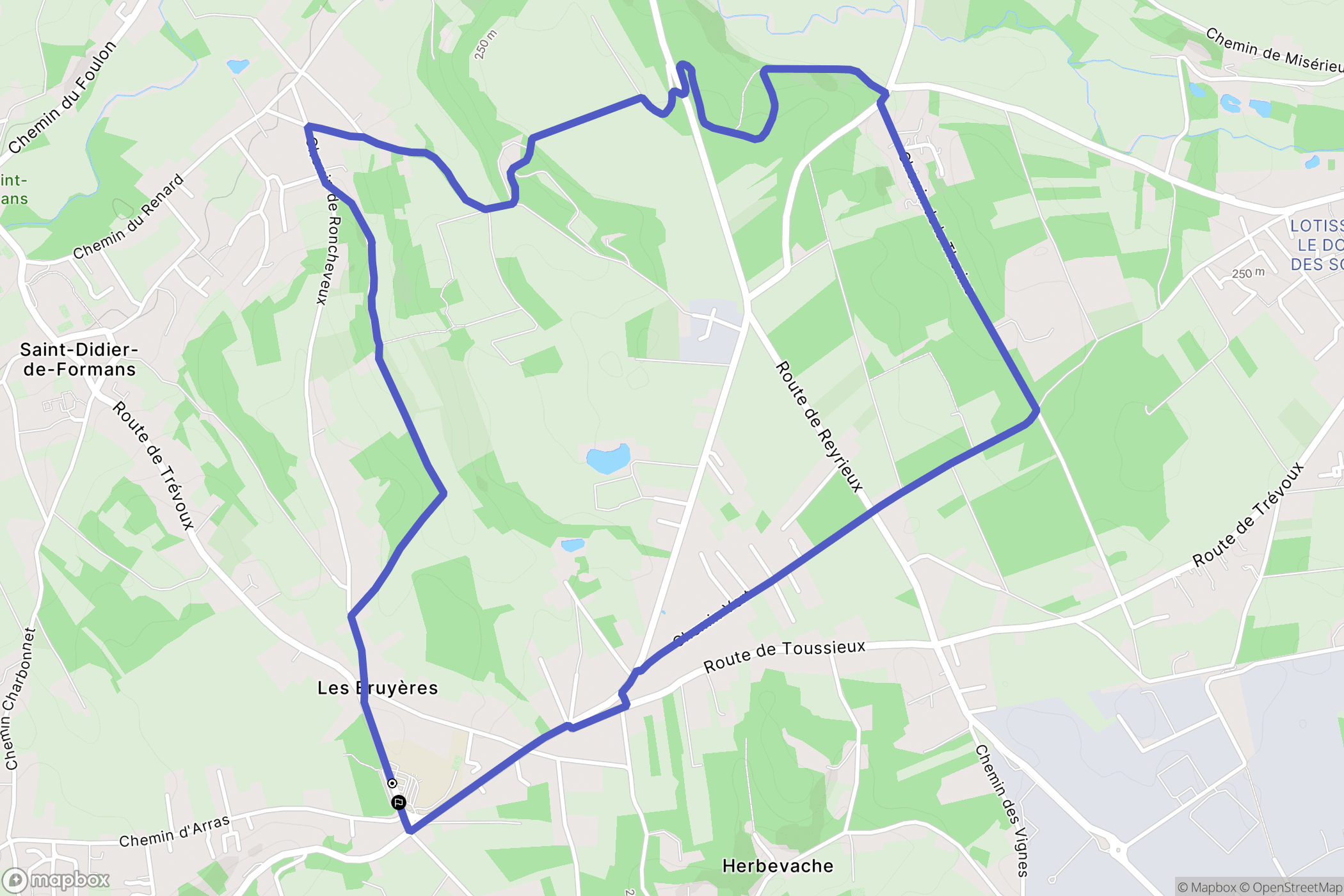 Saint-Didier-de-Formans : carte du parcours de randonnée - France