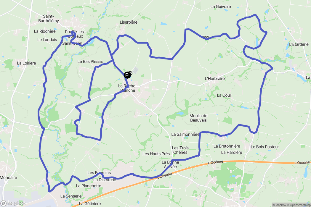 La Roche-Blanche : carte du parcours de randonnée - France
