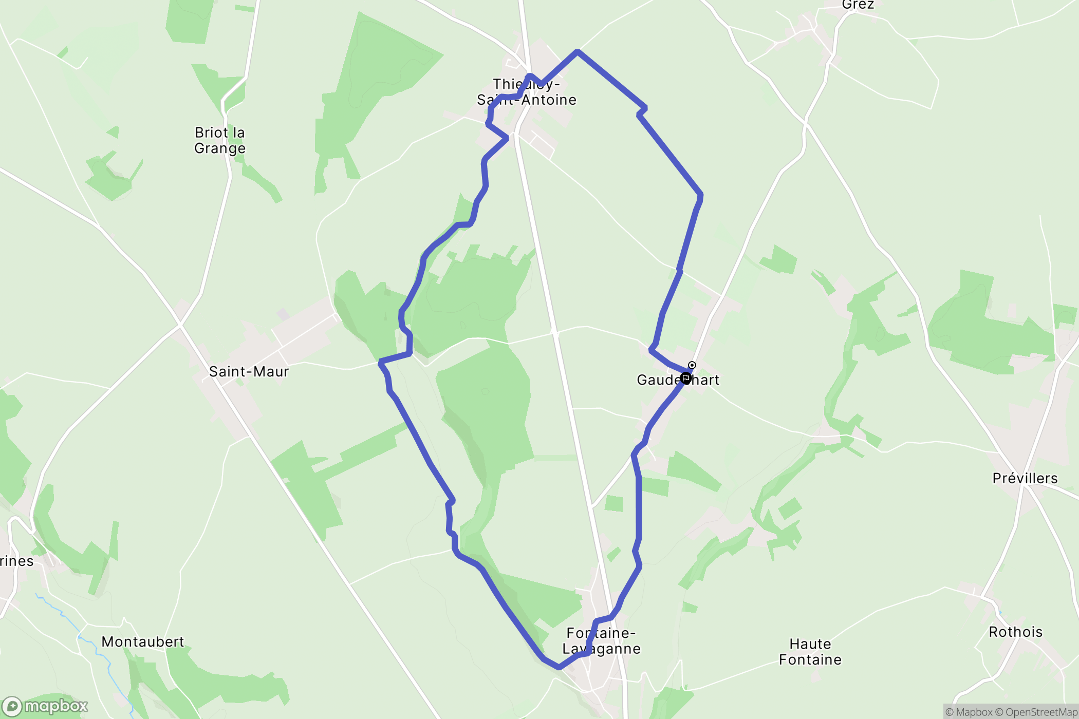 Gaudechart : carte du parcours de randonnée - France