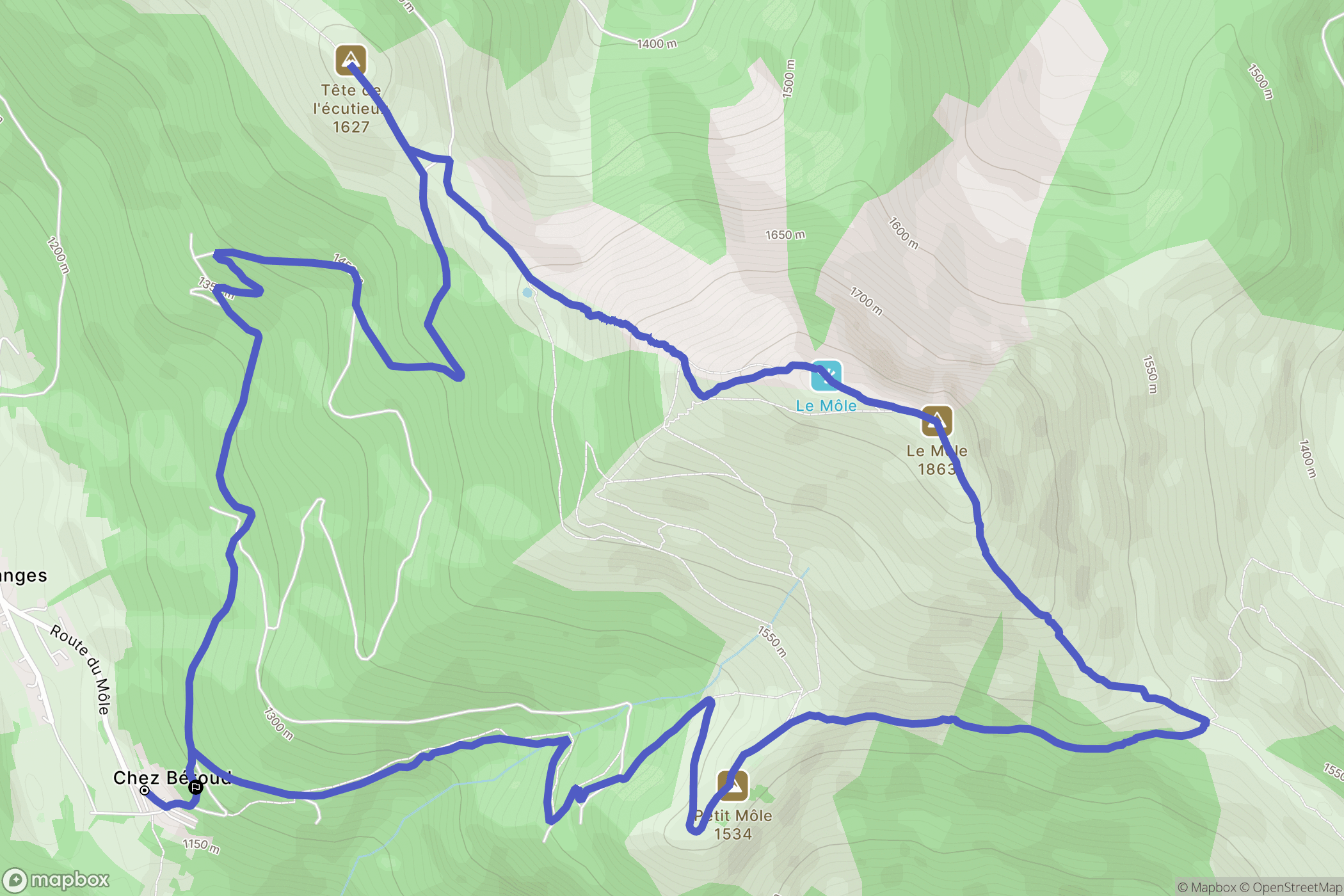 Saint-Jean-de-Tholome : carte du parcours de randonnée - France