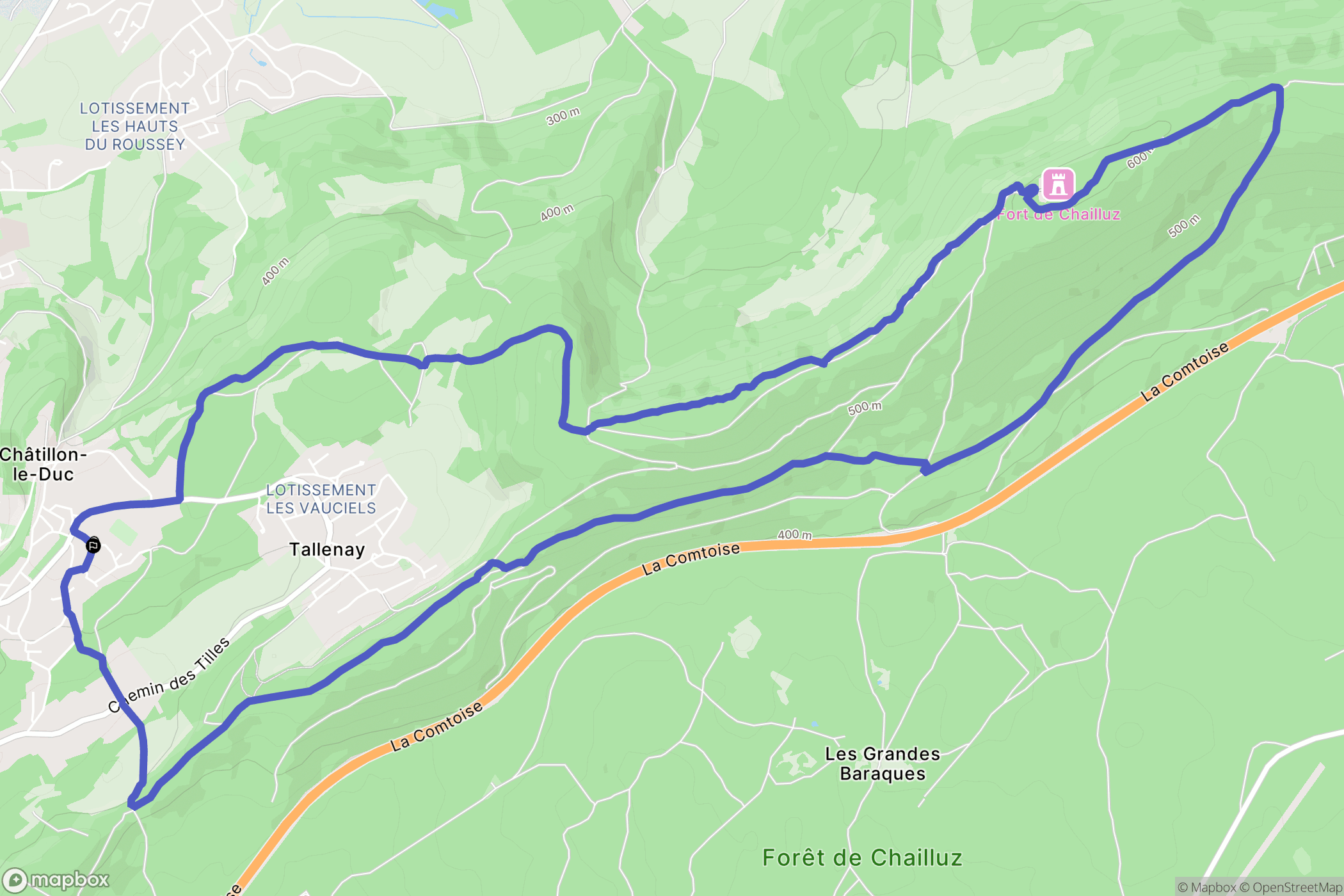 Châtillon-le-Duc : carte du parcours de randonnée - France