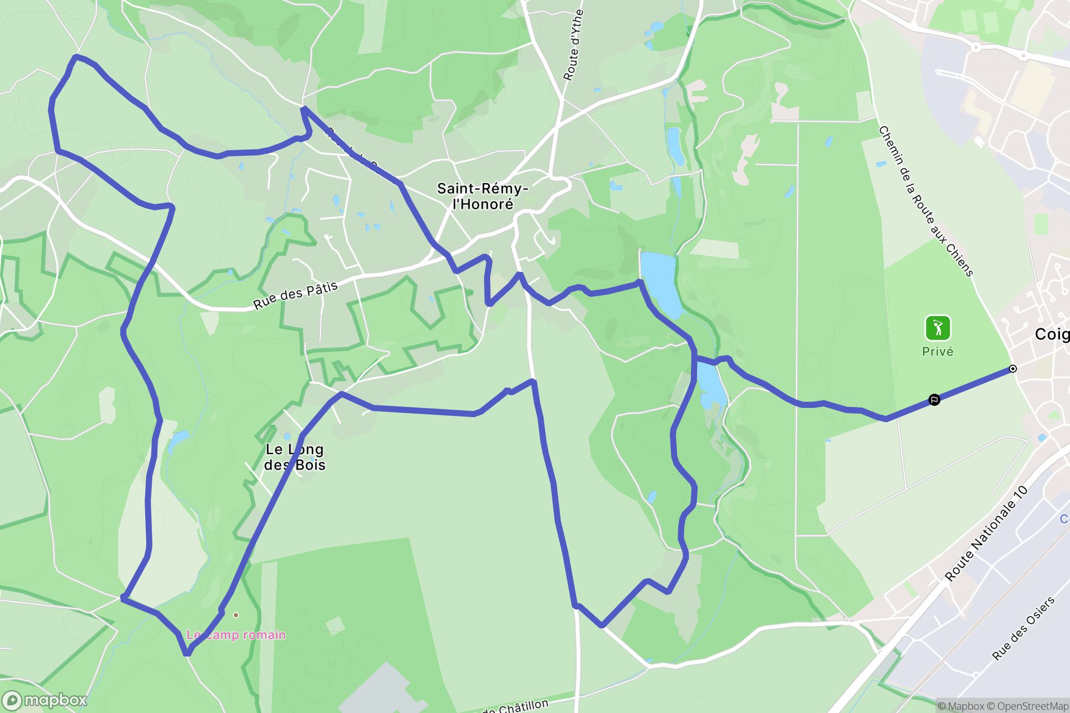 Coignières : carte du parcours de randonnée - France