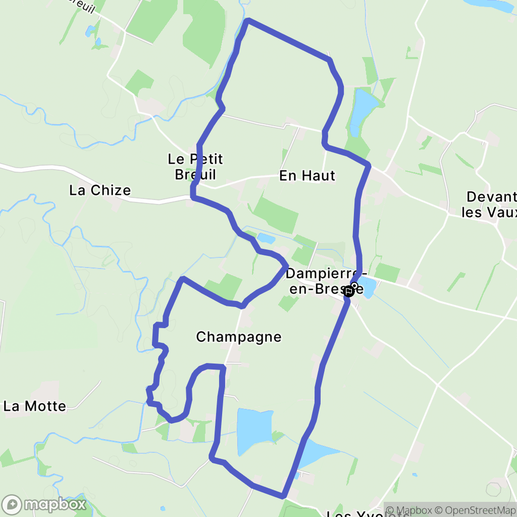 Dampierre-en-Bresse : carte du parcours de randonnée - France