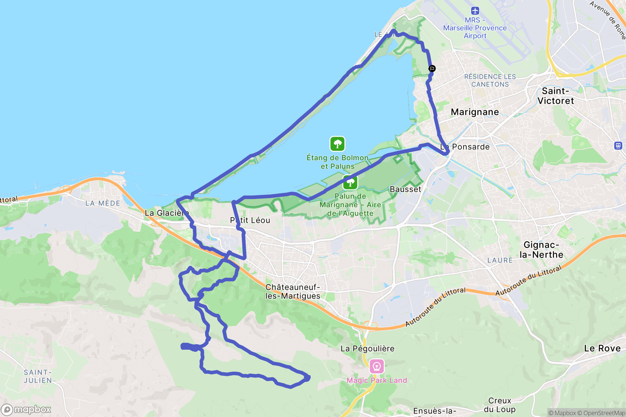 Marignane : carte du parcours de randonnée - France