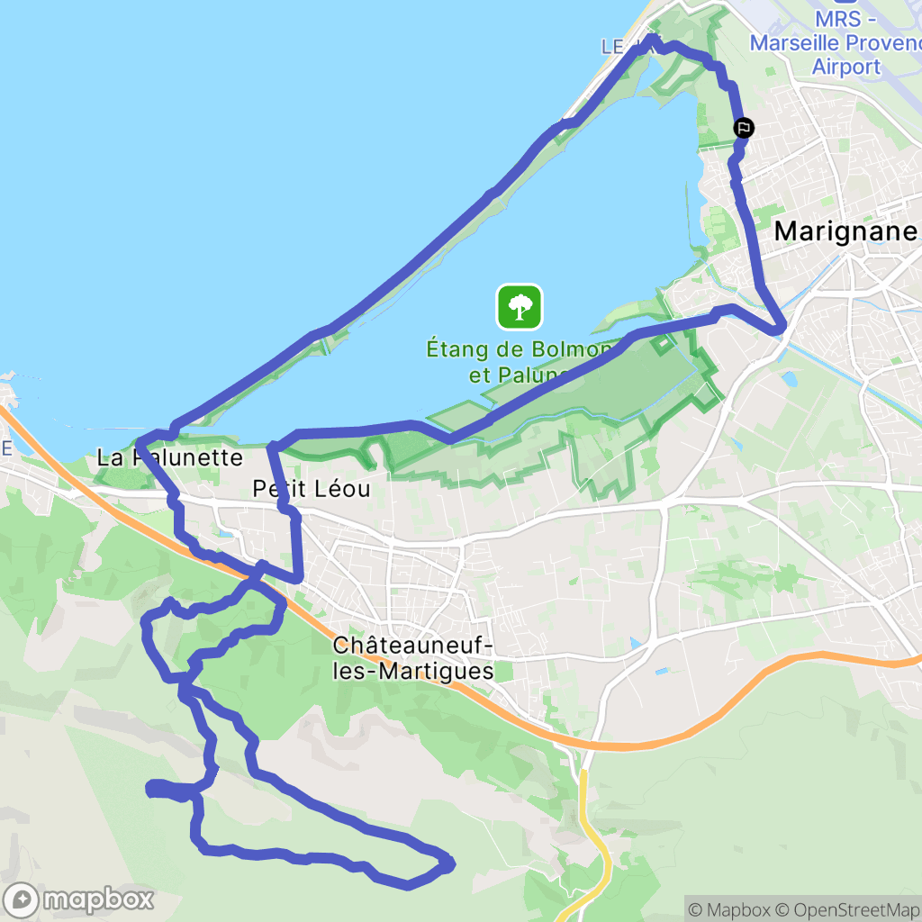 Marignane : carte du parcours de randonnée - France