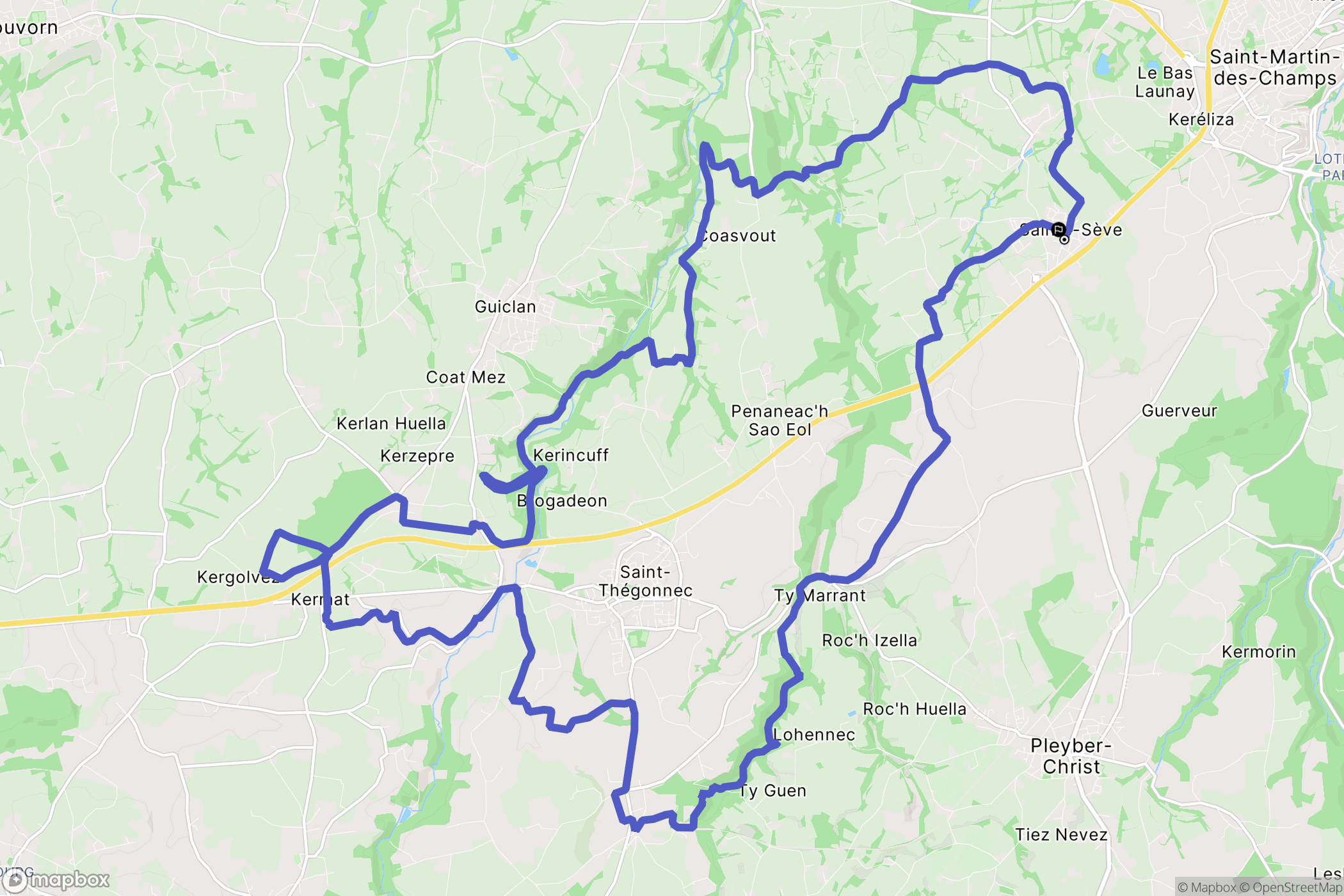 Sainte-Sève : carte du parcours de randonnée - France