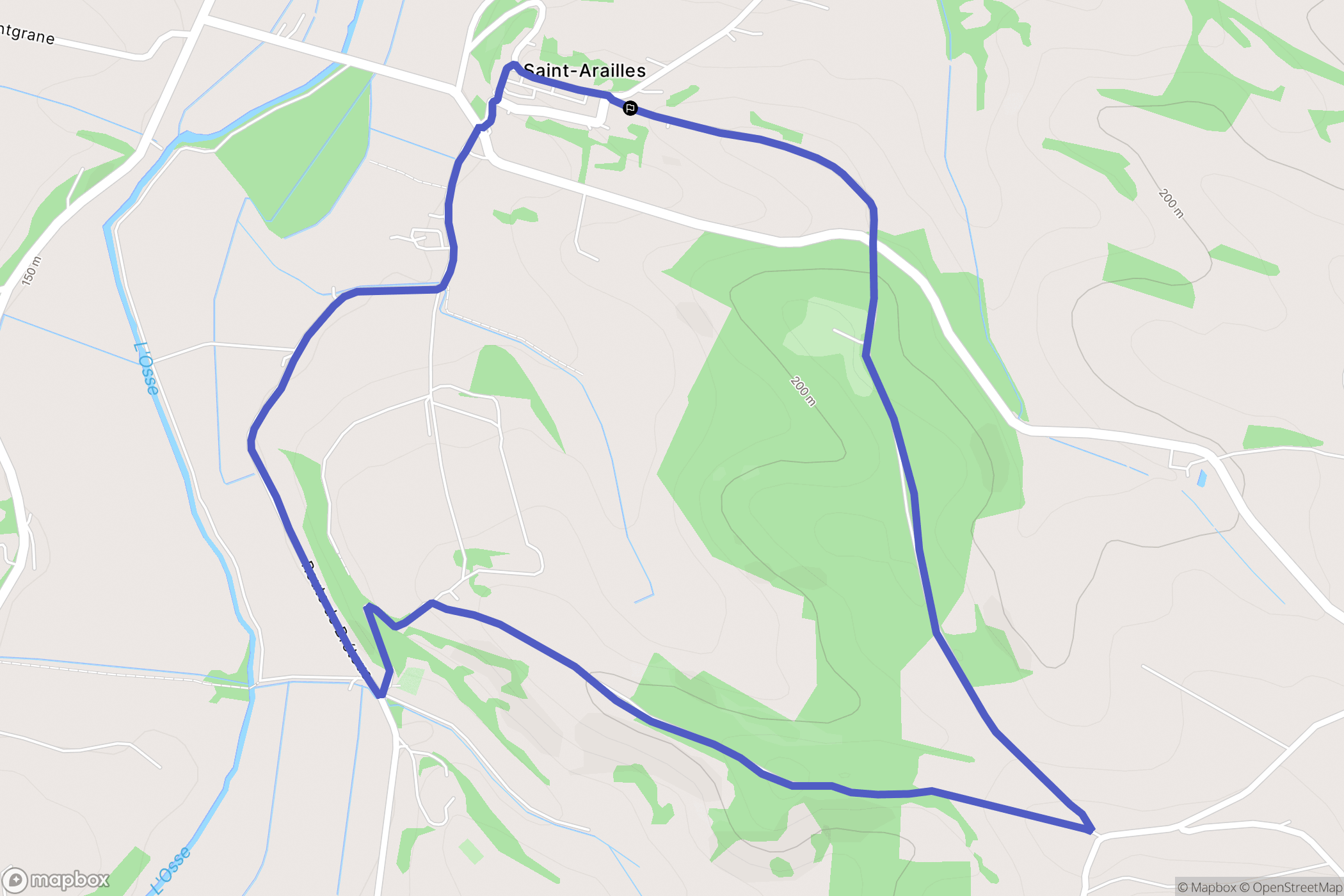 Saint-Arailles : carte du parcours de randonnée - France