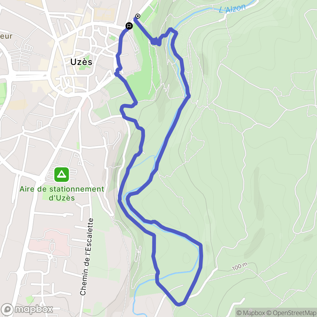 Uzès : carte du parcours de randonnée - France