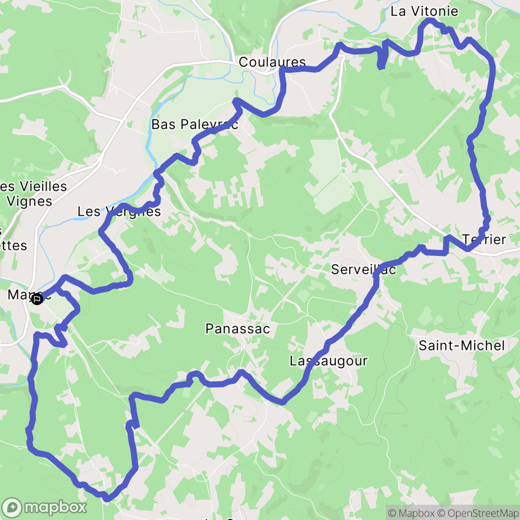 Mayac : carte du parcours de randonnée - France