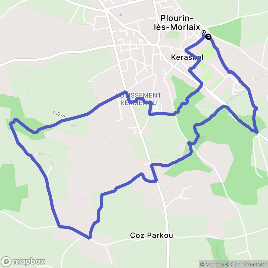 Plourin-lès-Morlaix : carte du parcours de randonnée - France