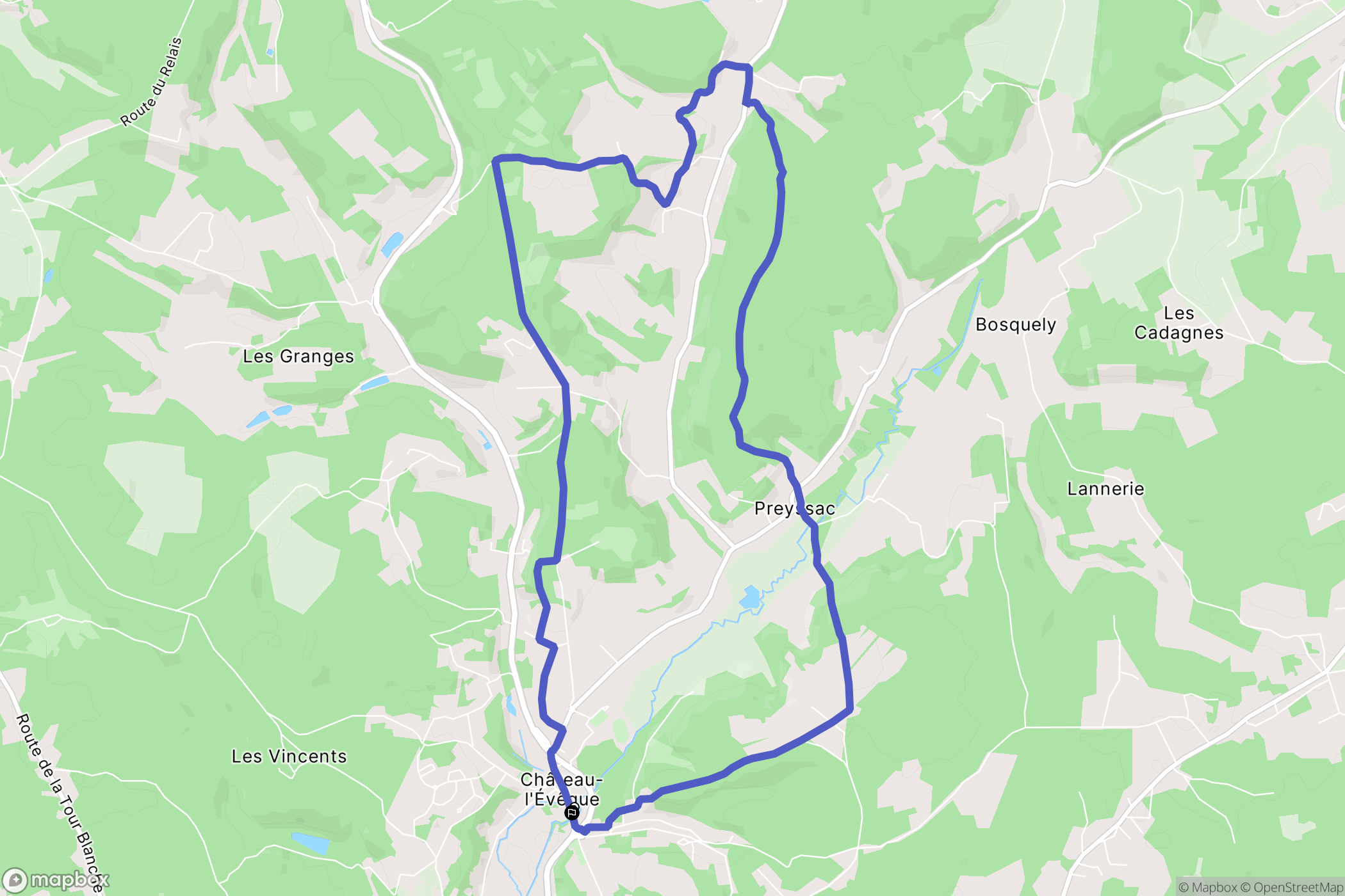 Château-l'Évêque : carte du parcours de randonnée - France