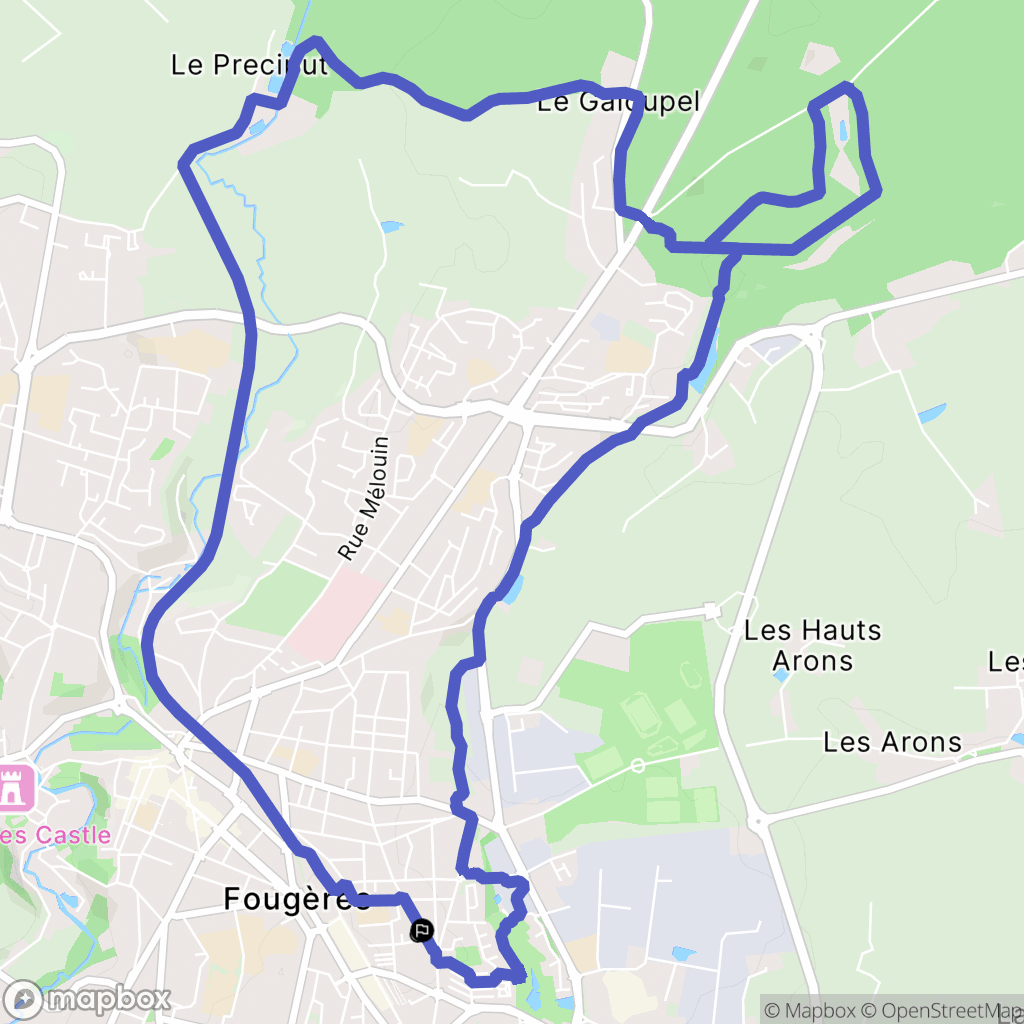 Fougères : carte du parcours de randonnée - France