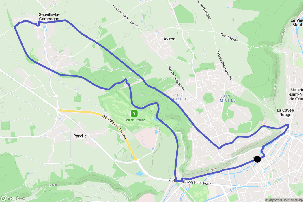 Évreux : carte du parcours de randonnée - France
