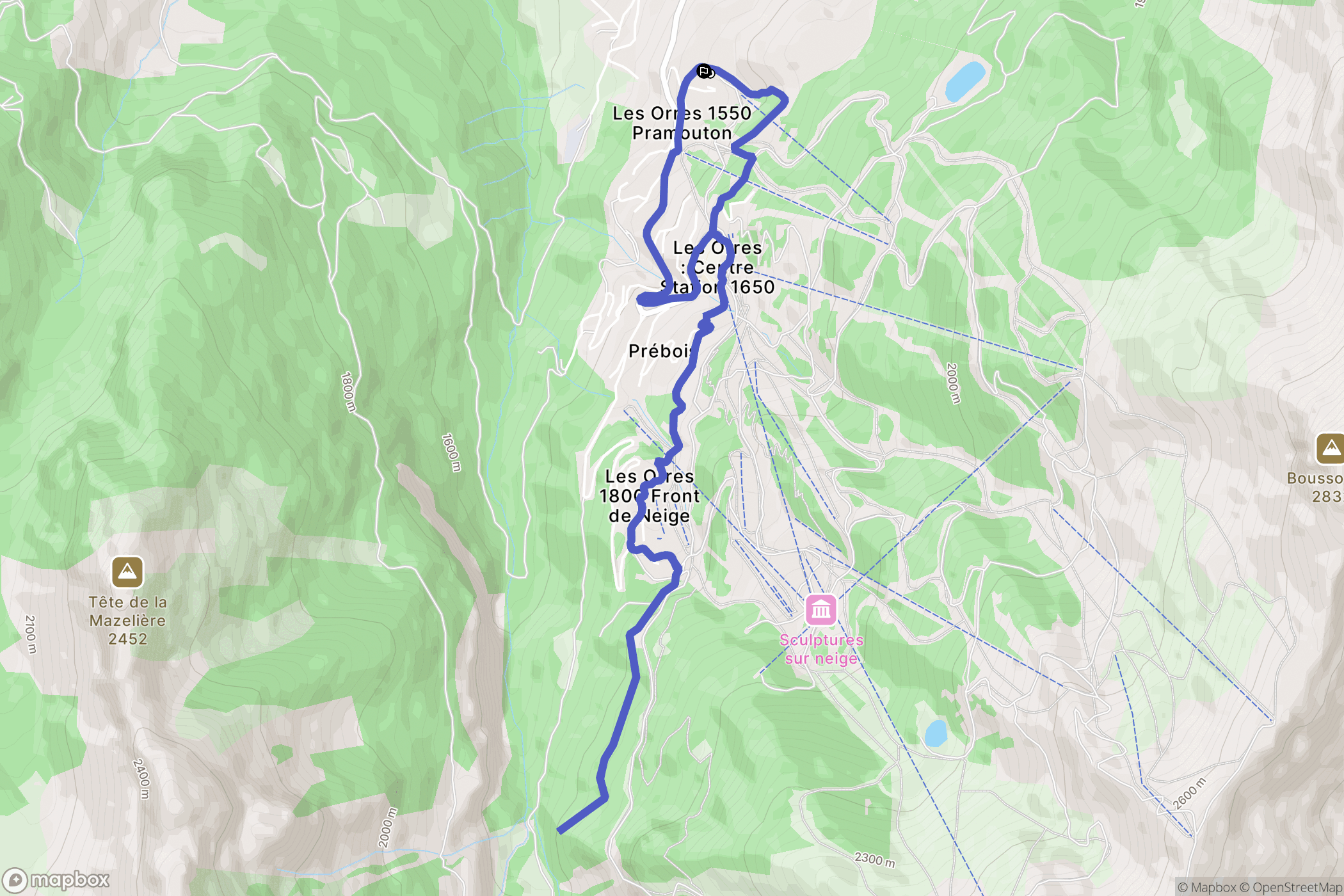Les Orres : carte du parcours de randonnée - France