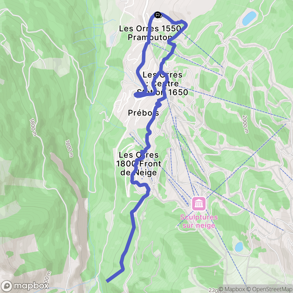 Les Orres : carte du parcours de randonnée - France