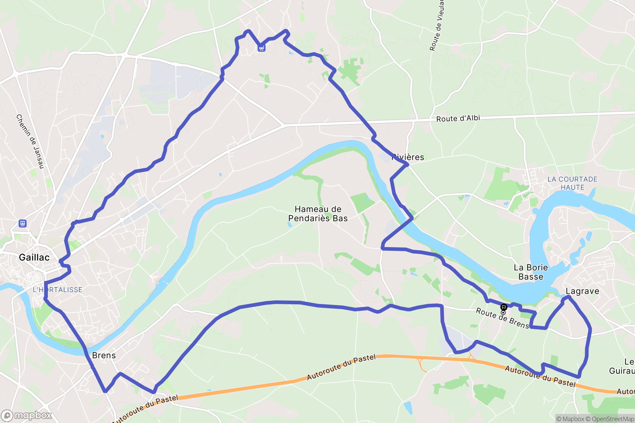 Lagrave : carte du parcours de randonnée - France