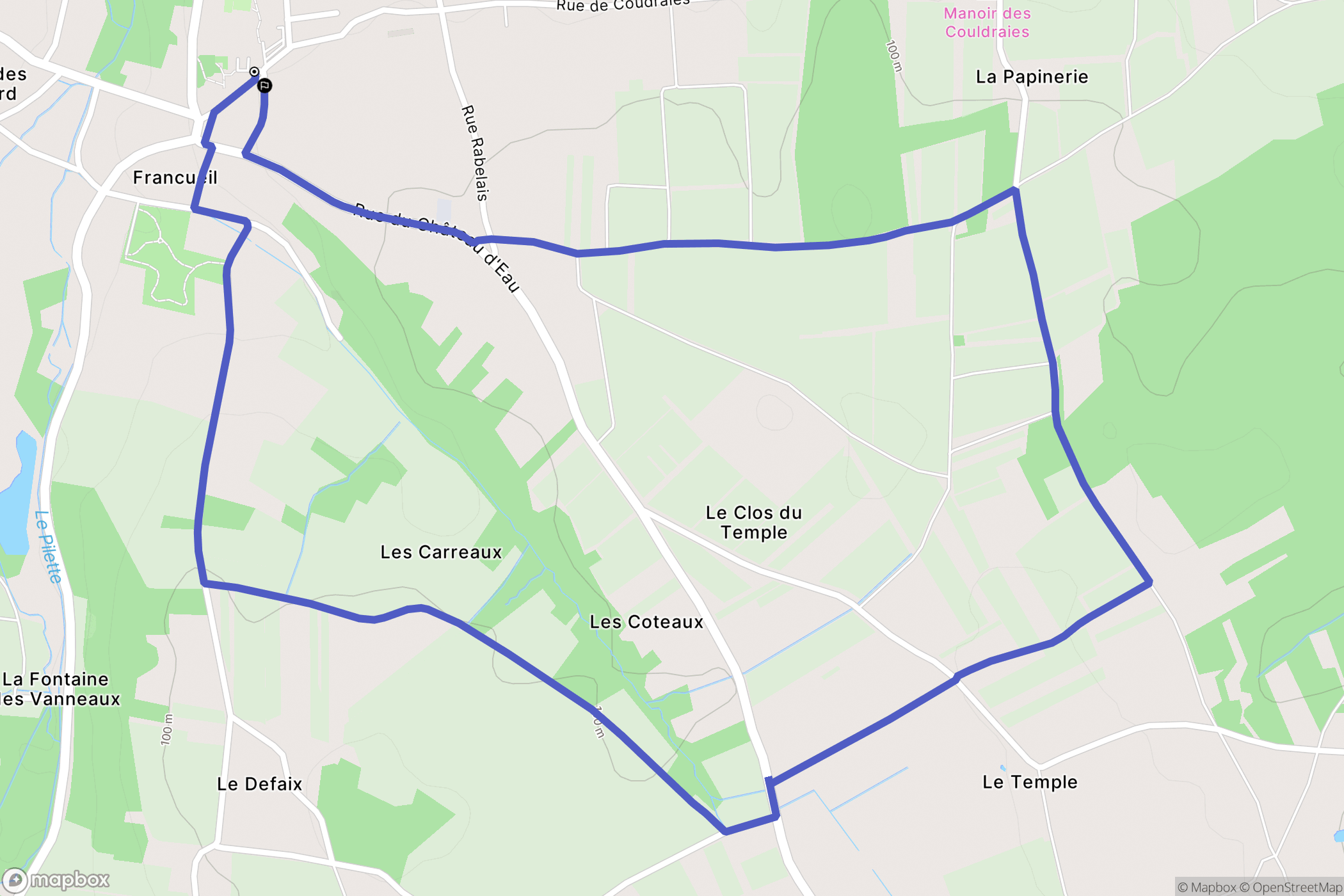 Francueil : carte du parcours de randonnée - France