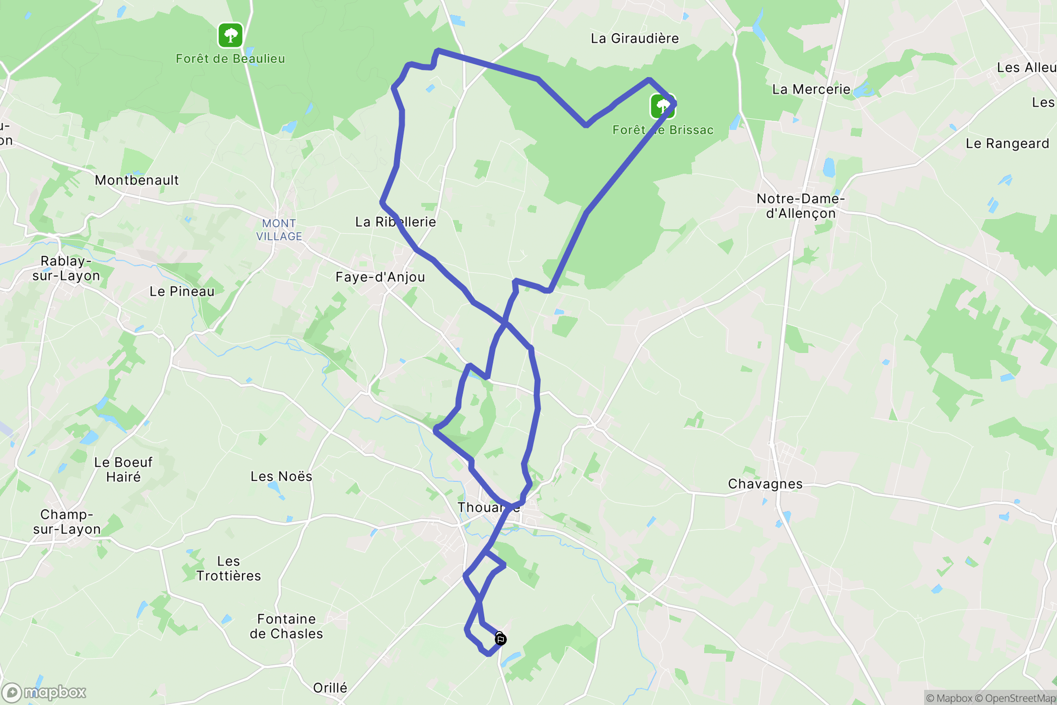 Bellevigne-en-Layon : carte du parcours de randonnée - France
