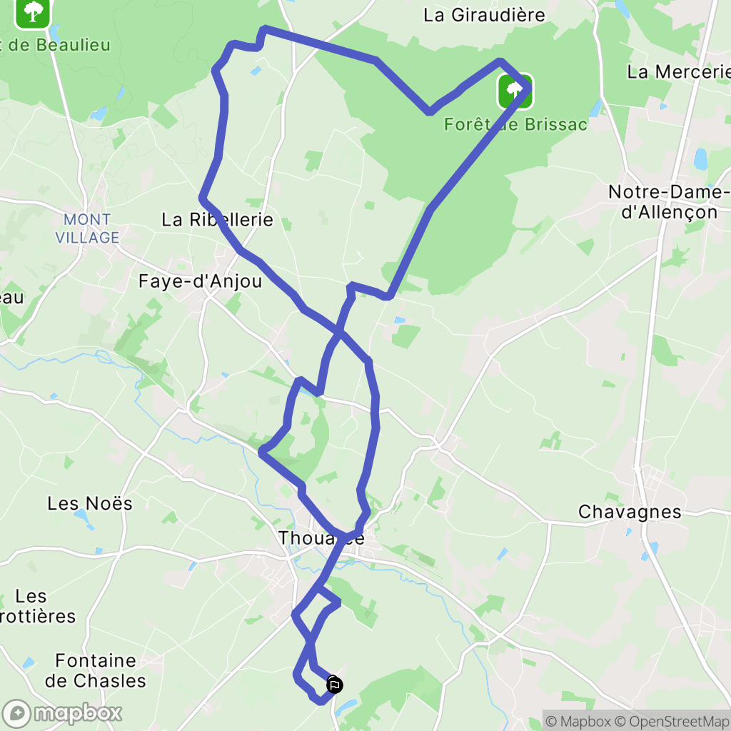 Bellevigne-en-Layon : carte du parcours de randonnée - France