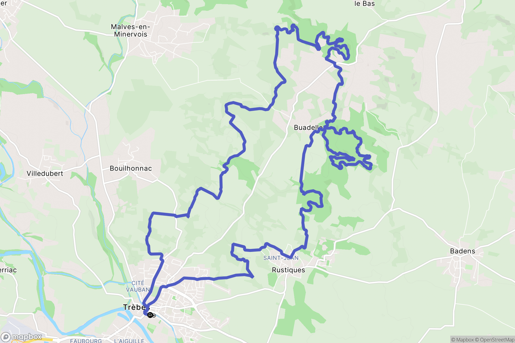 Trèbes : carte du parcours de randonnée - France