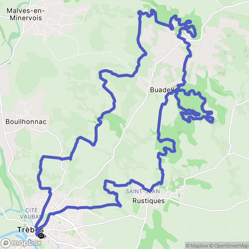 Trèbes : carte du parcours de randonnée - France