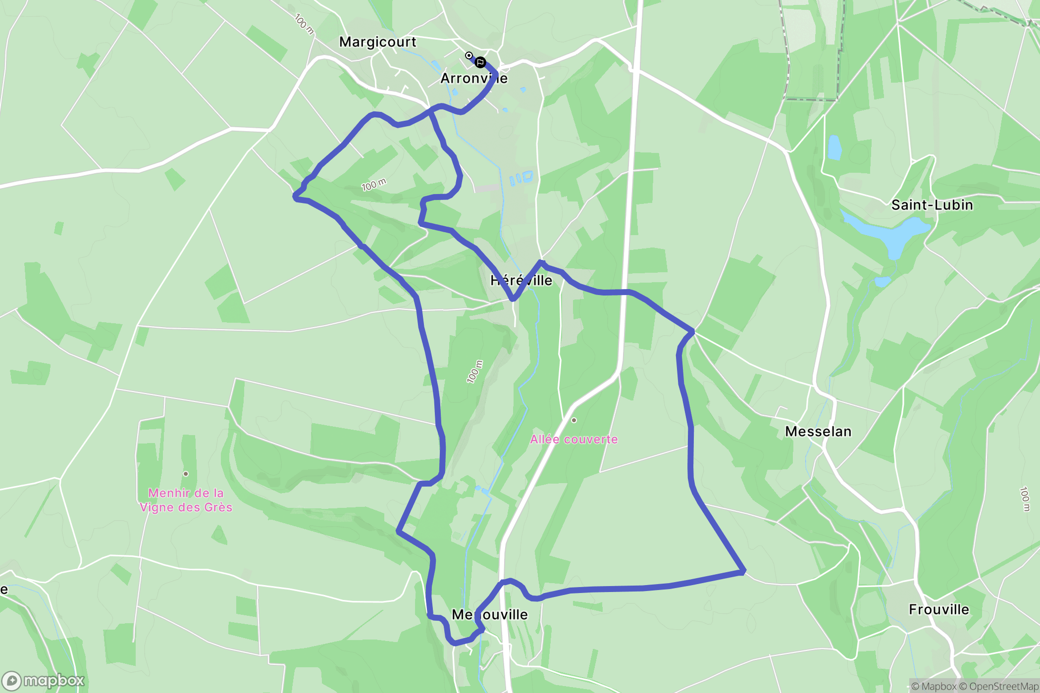 Arronville : carte du parcours de randonnée - France