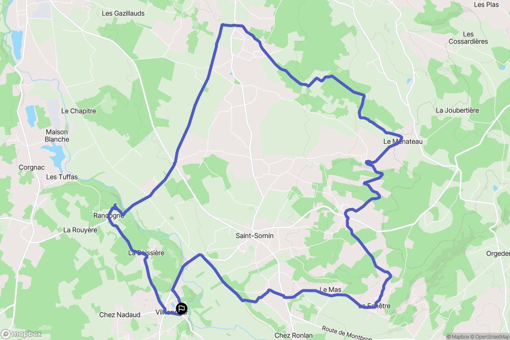 Moulins-sur-Tardoire : carte du parcours de randonnée - France