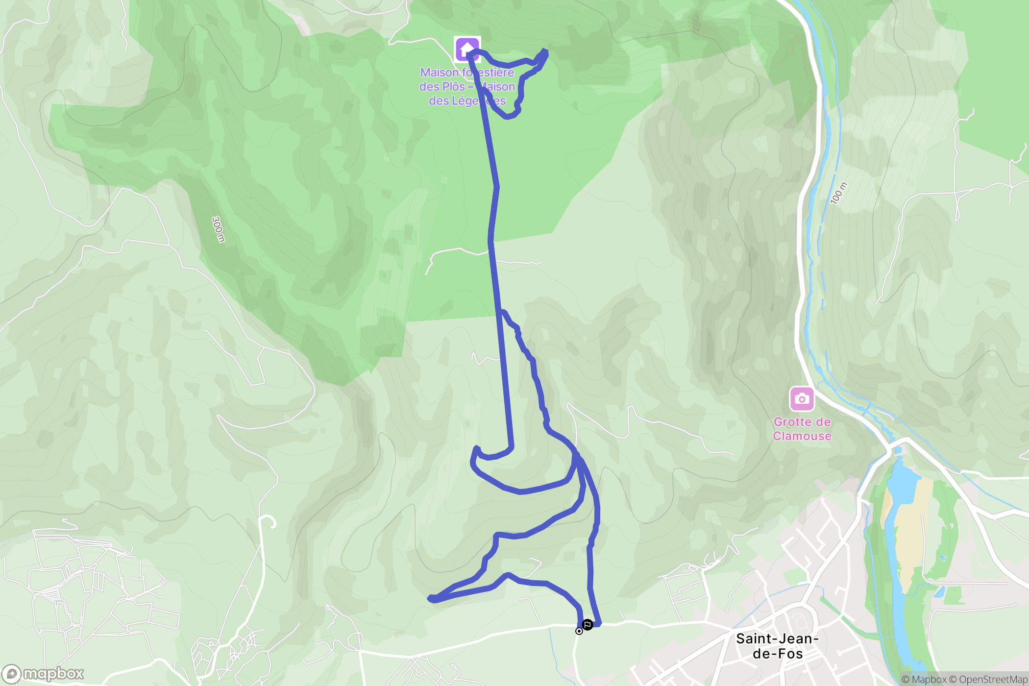 Saint-Jean-de-Fos : carte du parcours de randonnée - France
