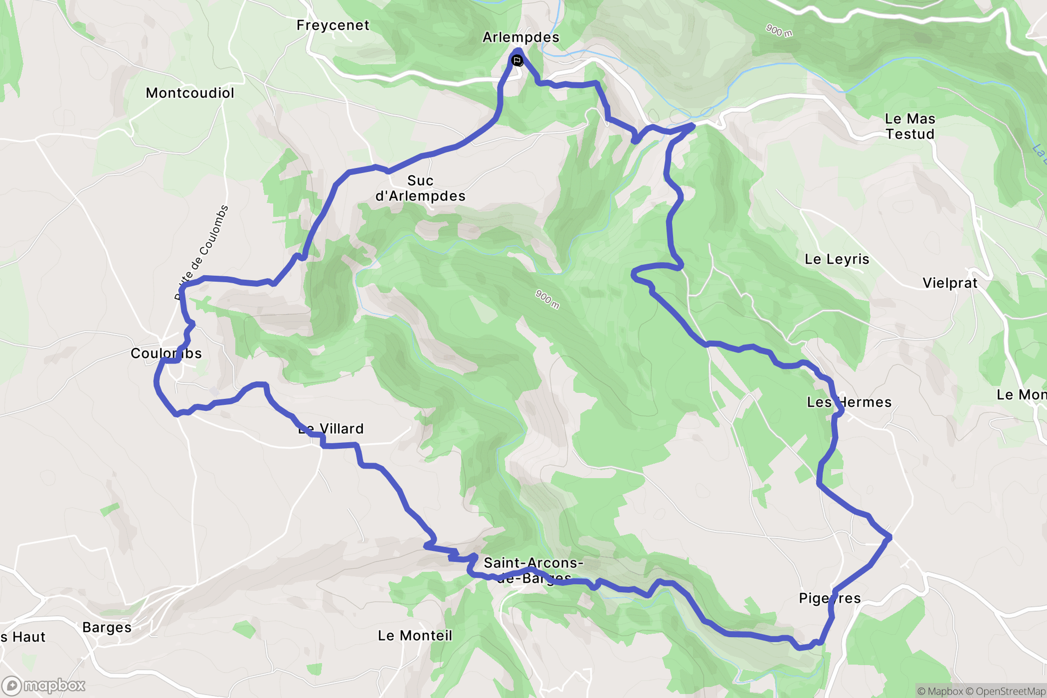Arlempdes : carte du parcours de randonnée - France
