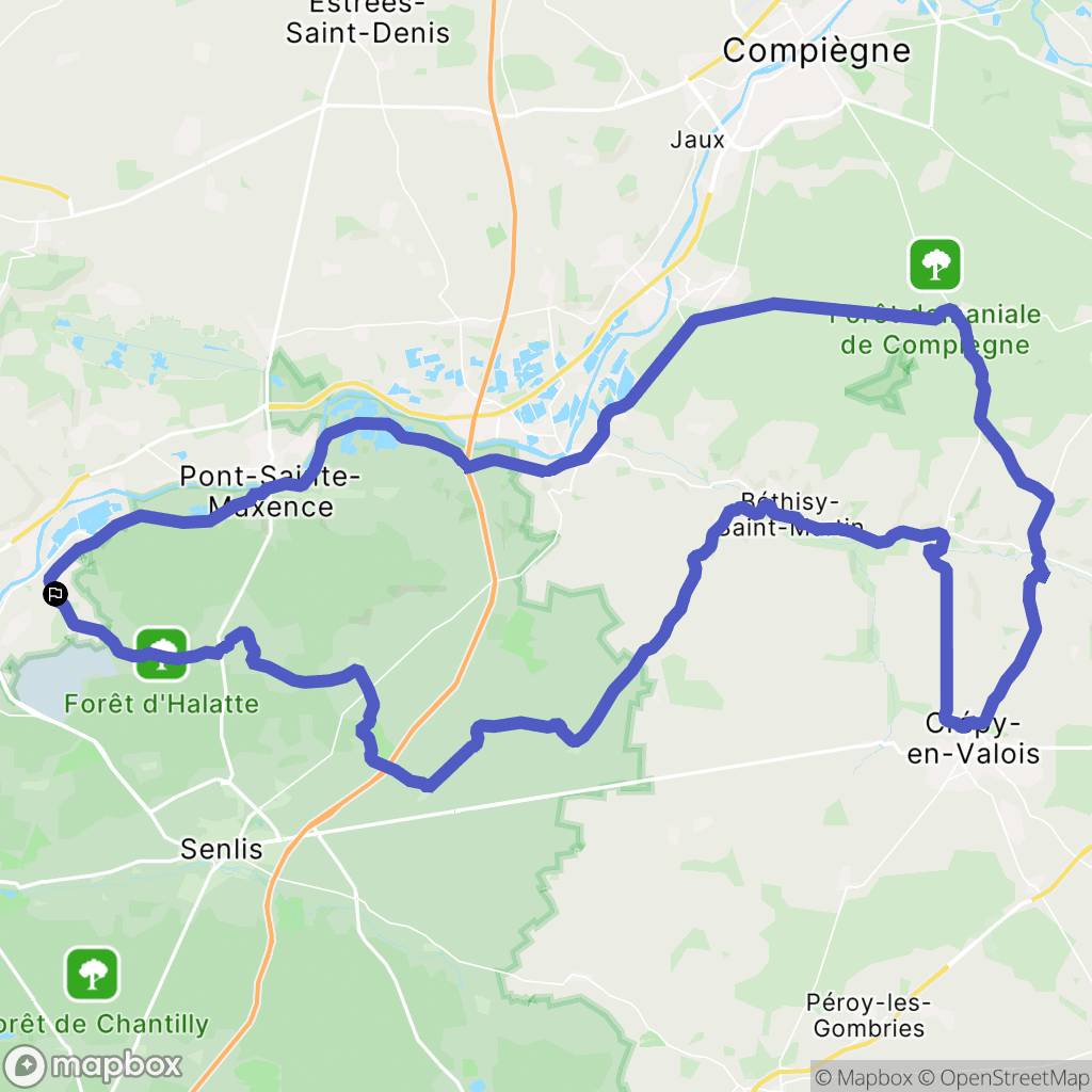 Verneuil-en-Halatte : carte du parcours de randonnée - France