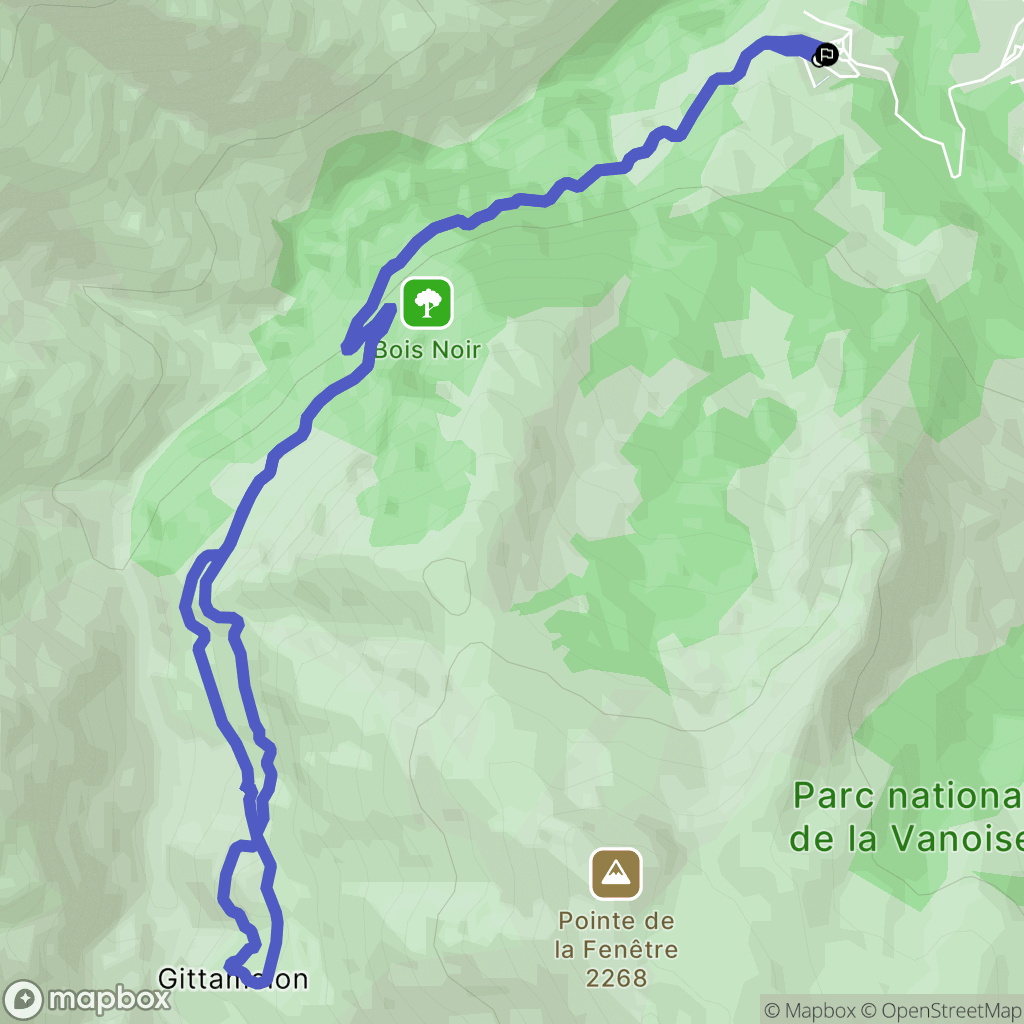 Les Belleville : carte du parcours de randonnée - France