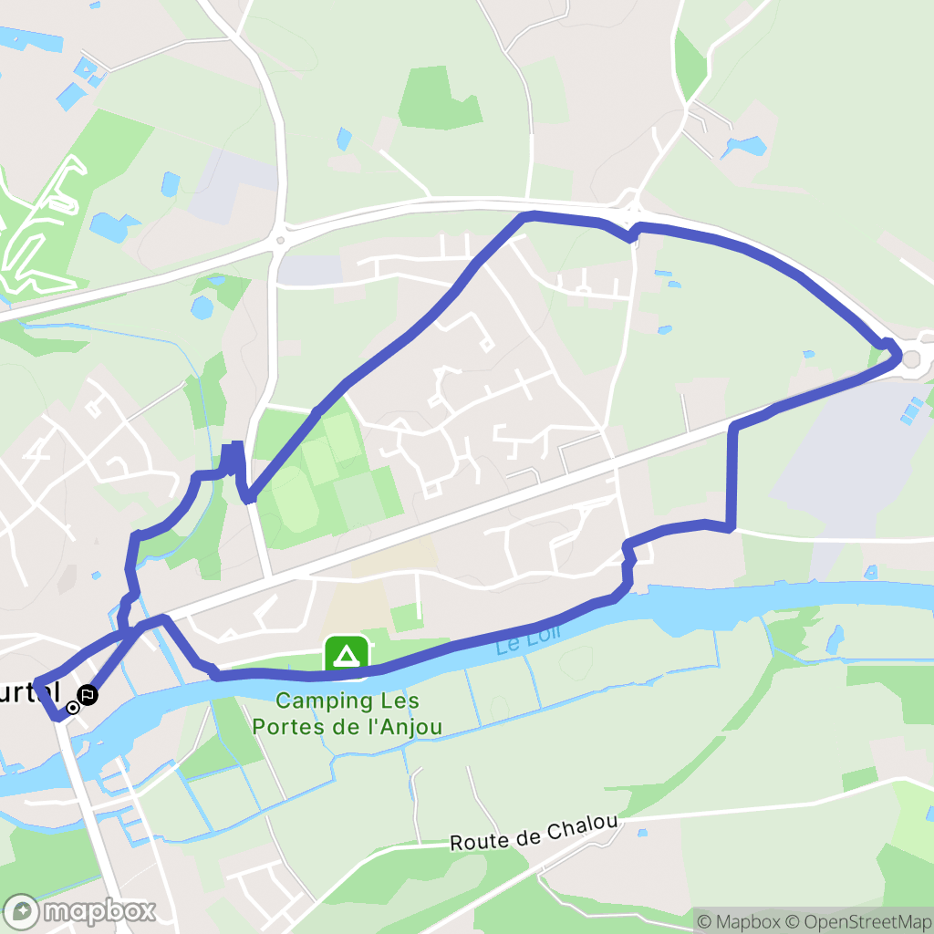 Durtal : carte du parcours de randonnée - France