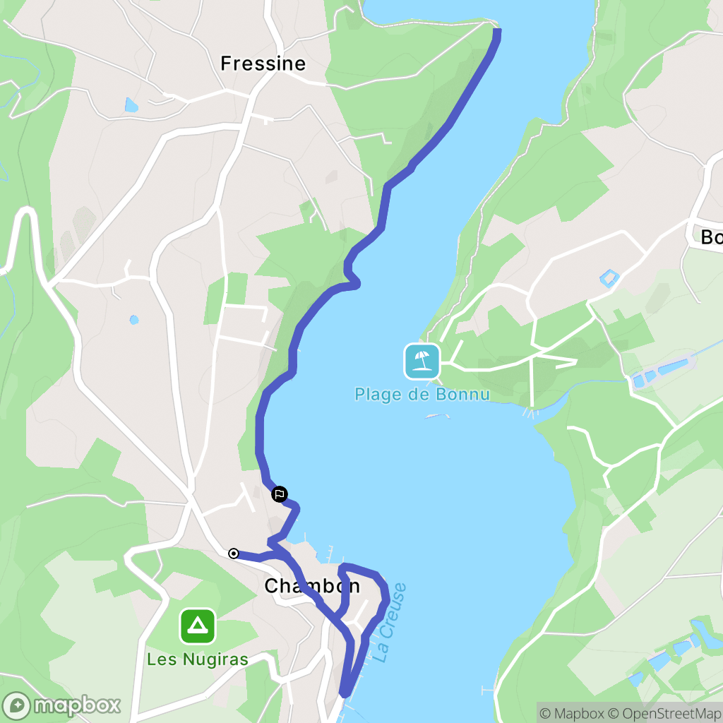 Éguzon-Chantôme : carte du parcours de randonnée - France