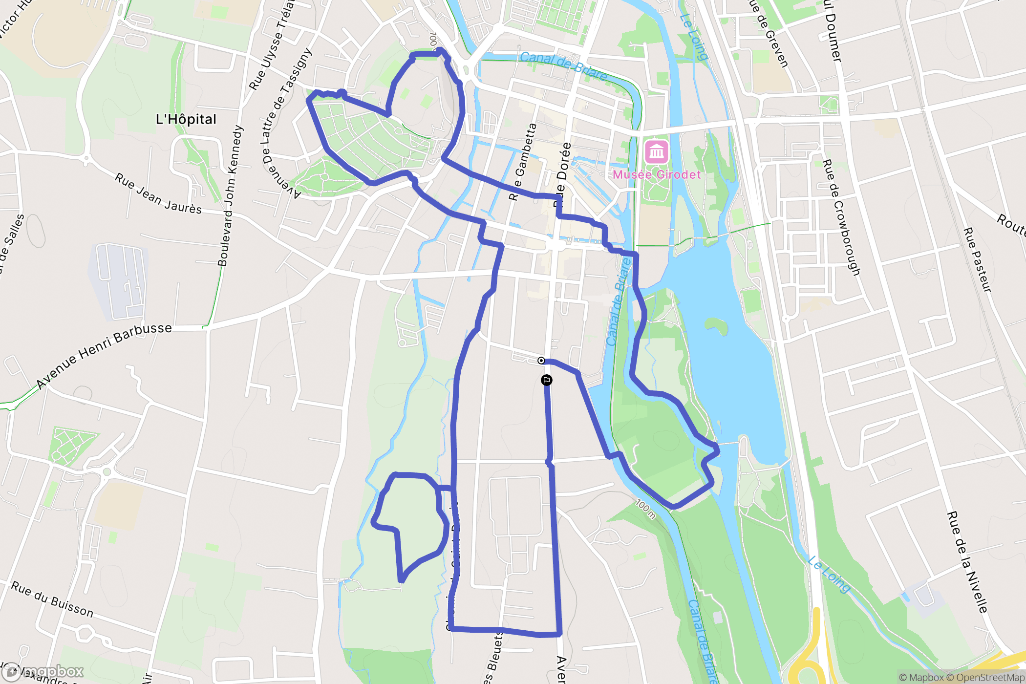 Montargis : carte du parcours de randonnée - France