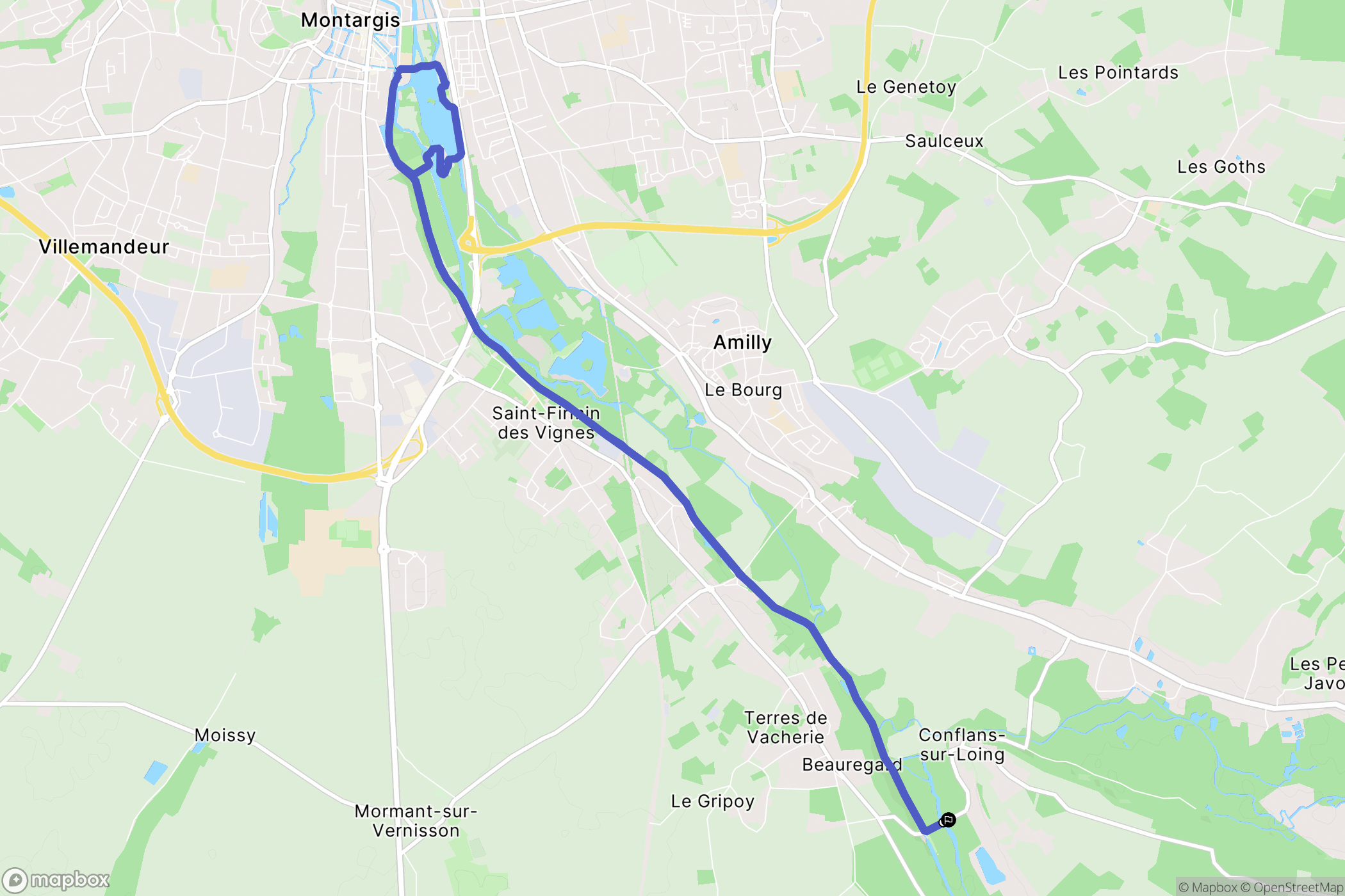 Conflans-sur-Loing : carte du parcours de randonnée - France